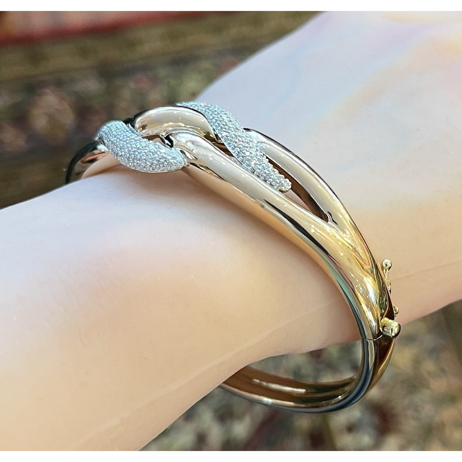 EFFY Diamond Pave Knot Style Bangle Bracelet in 14k Rose Gold