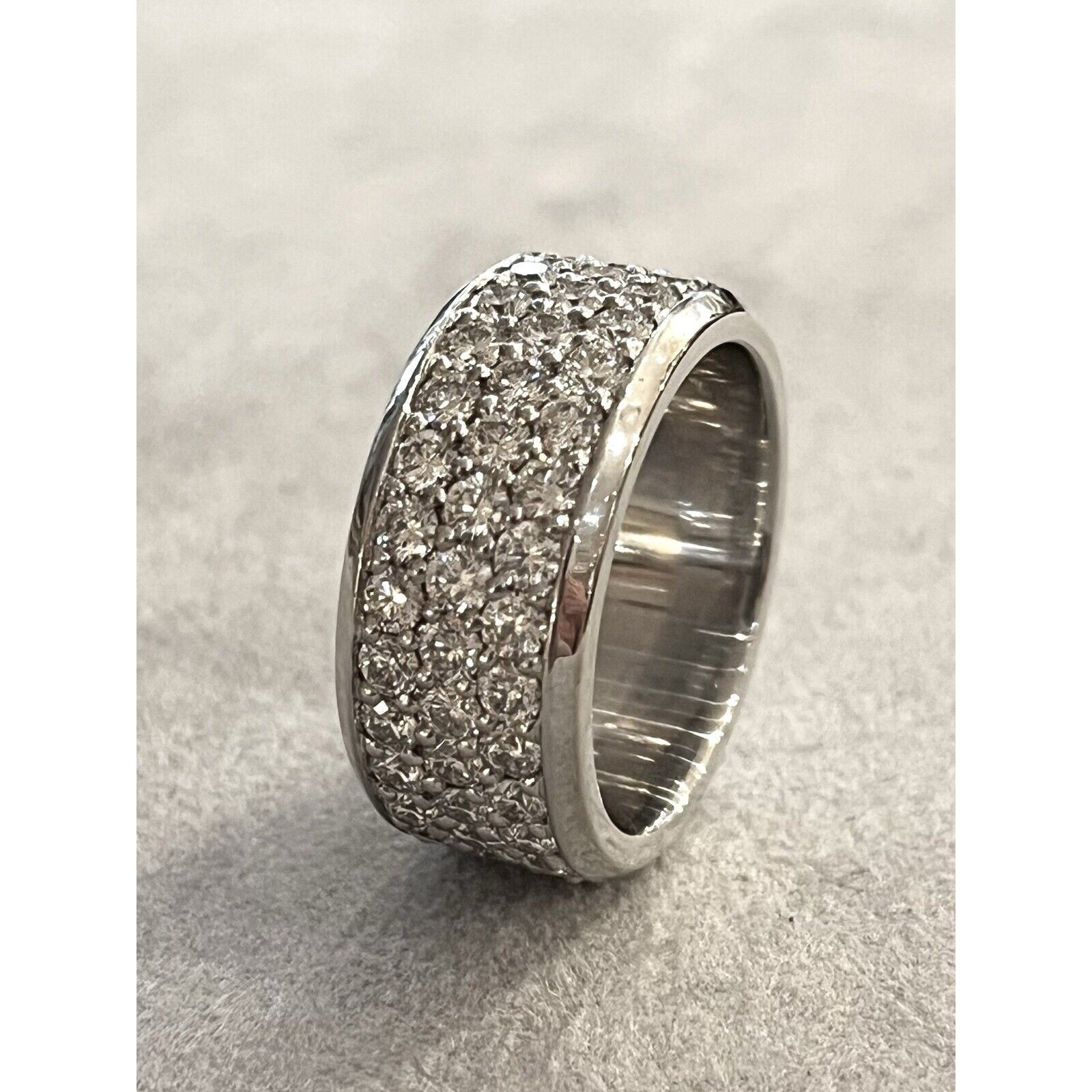 Wide 3 Row Diamond Eternity Band 5.15 cttw in 18k White Gold