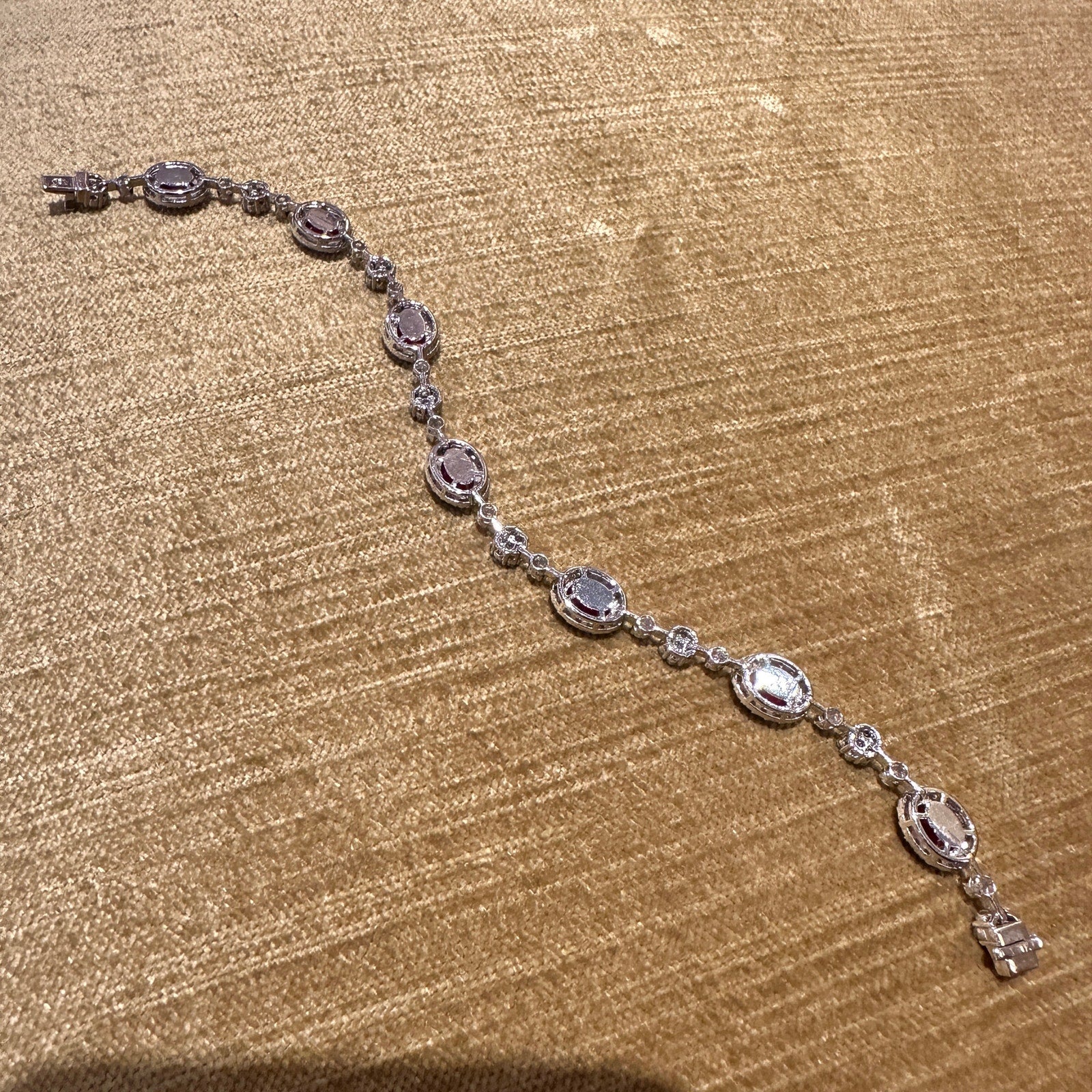Ruby and Diamond Floret Link Bracelet in 18k White Gold