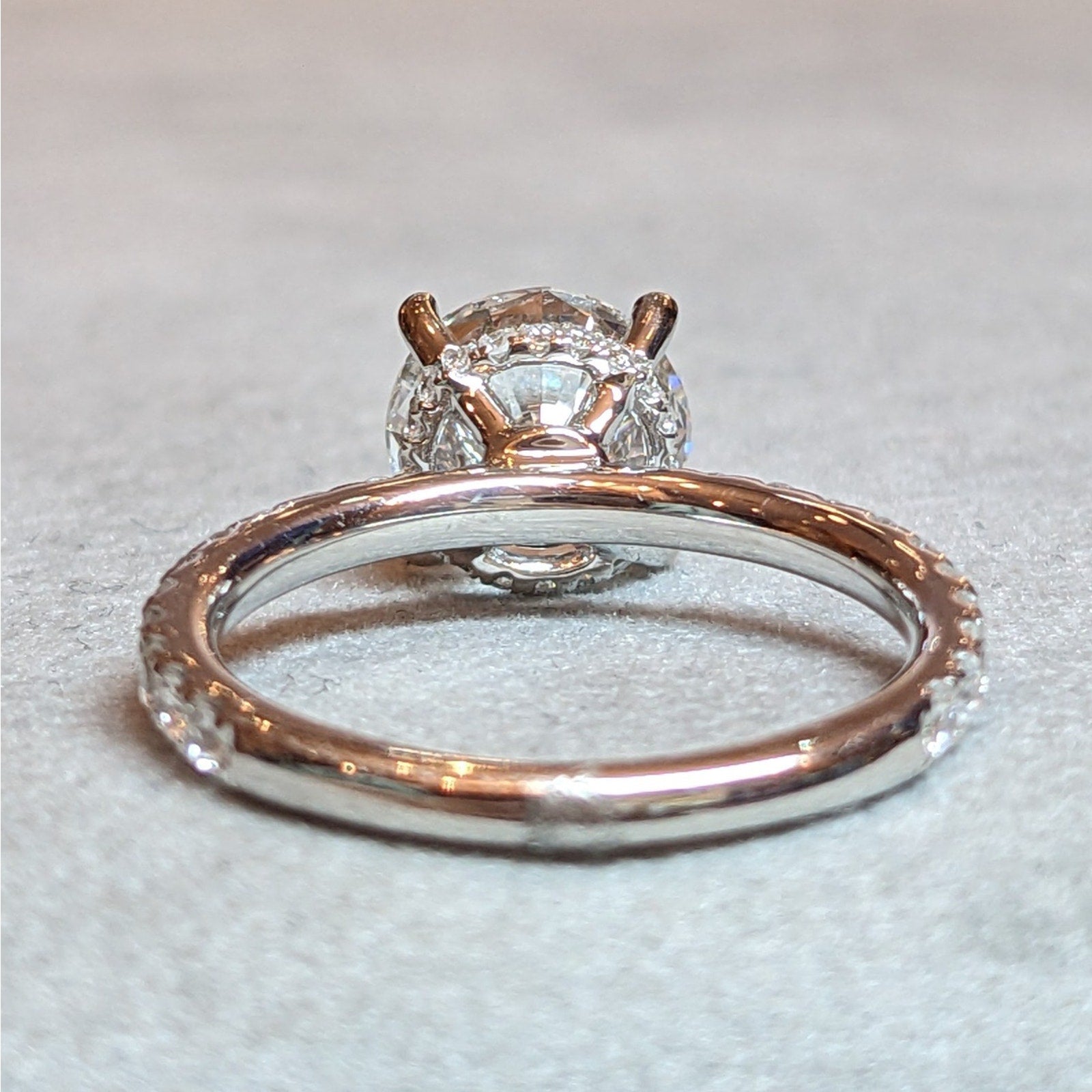 GIA 2.03 ct Round Diamond w/ Hidden Halo Ring in 18k White Gold