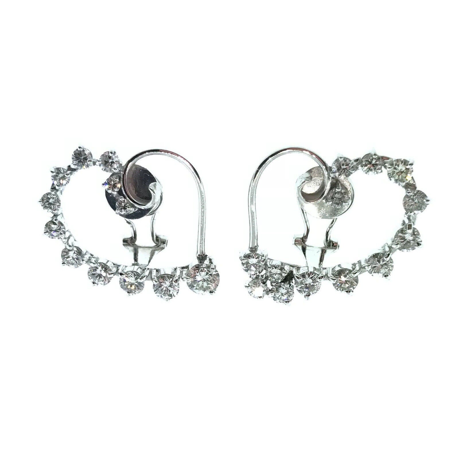 Open Heart Diamond Earrings 2.42 cttw in Platinum