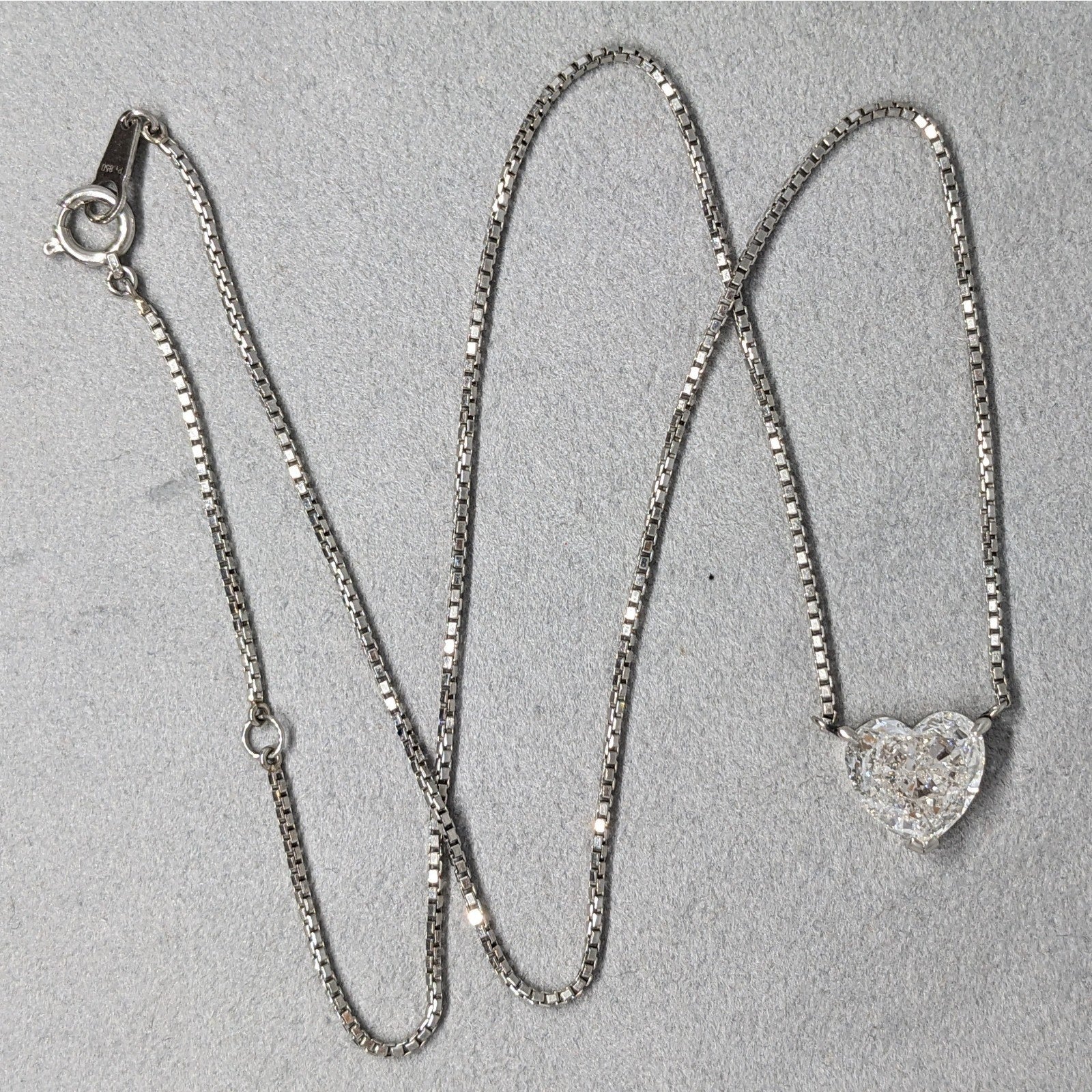 Natural 2.63 ct Heart Diamond Solitaire Pendant Necklace in Platinum