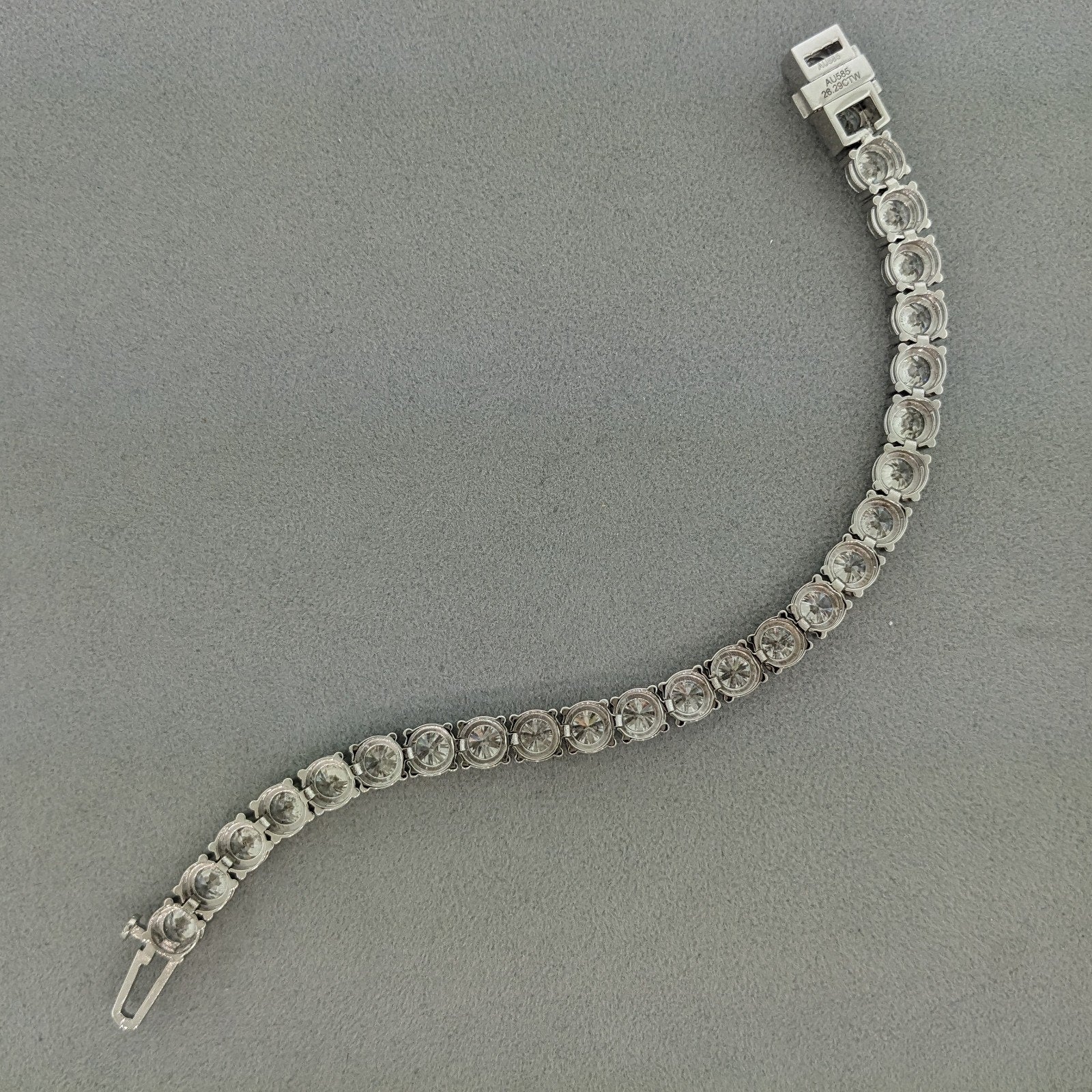 26.29 cts Diamond Tennis Bracelet Rounds in 14k White Gold 7 inches