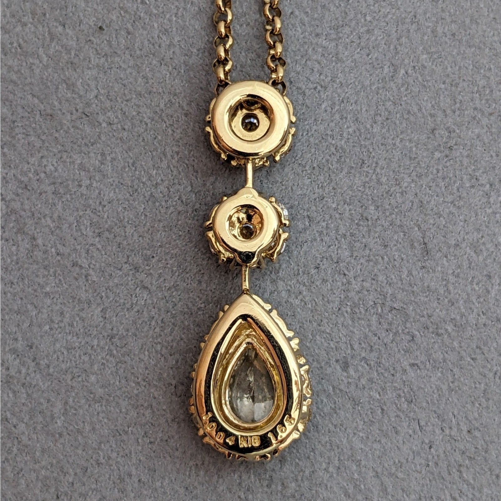Pear Brilliant Diamond with Floret Pendant Necklace in 18k Yellow Gold