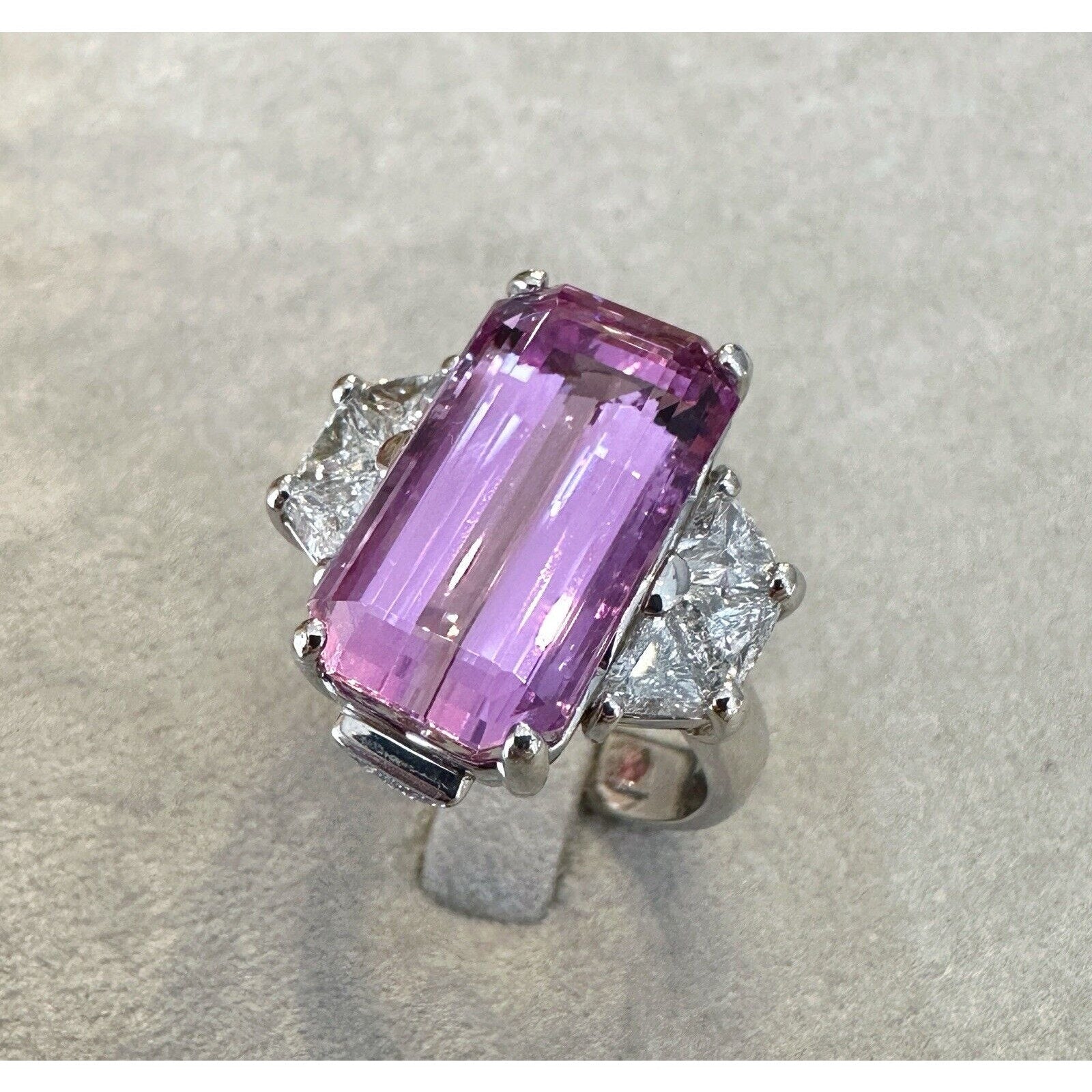 RARE GIA 17.47 cts Pink Topaz and Diamond Ring in Platinum