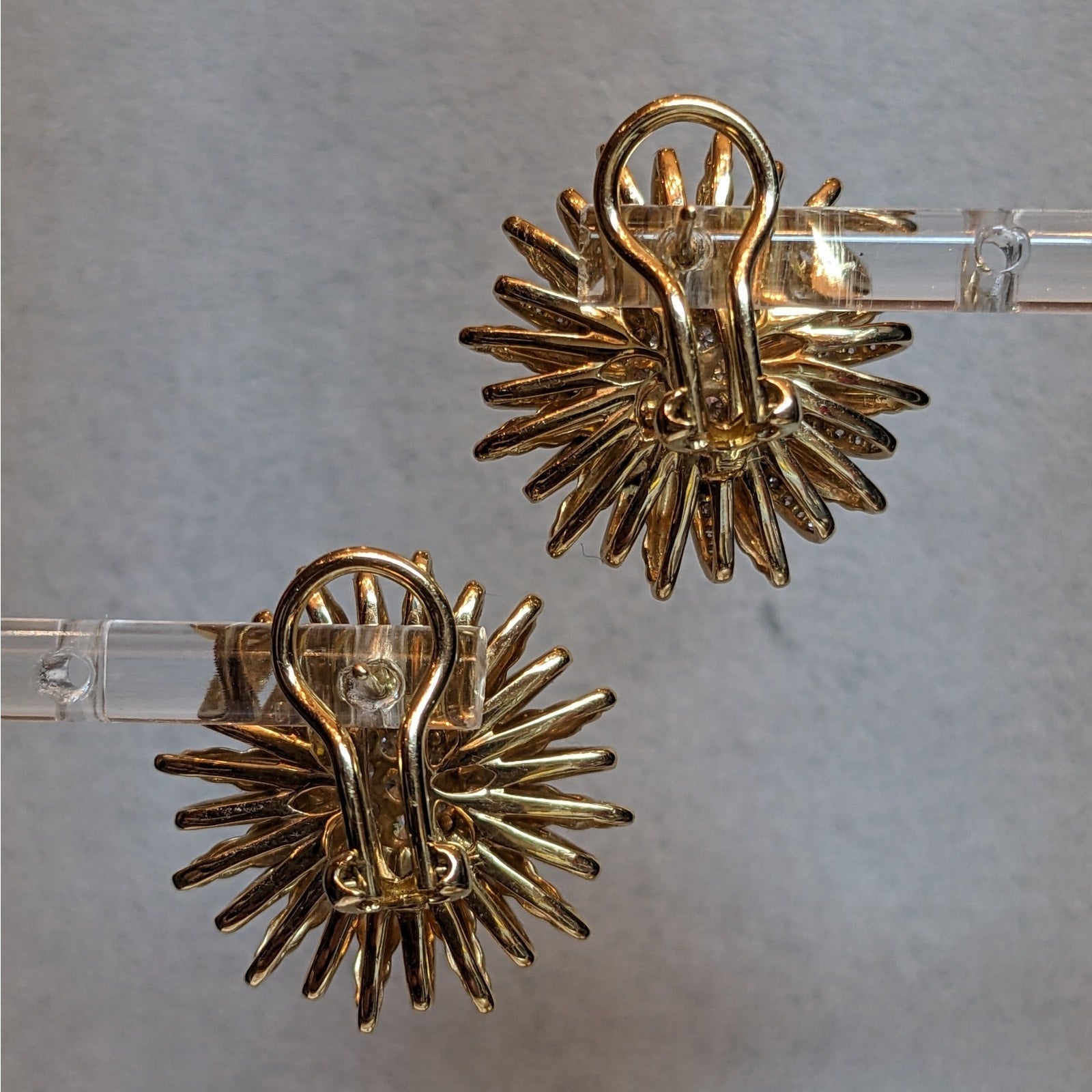 Natural Diamond Starburst Earrings in 14k Yellow Gold