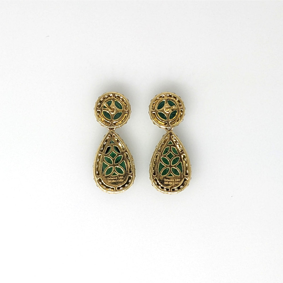 GIA Emerald and Diamond Drop Earrings in 18k White & Yellow Gold