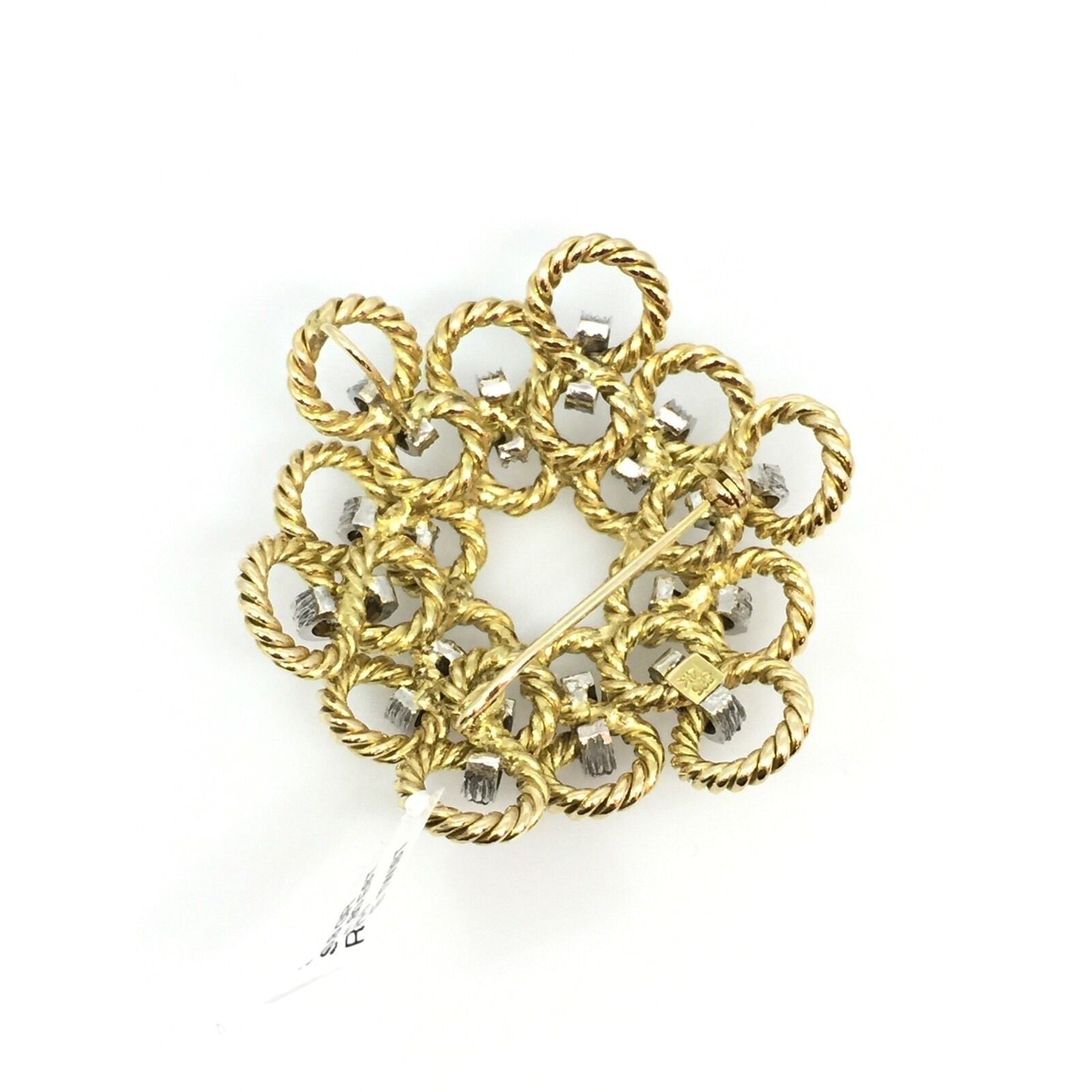 Diamond and Twisted Rope Circular Pin/Pendant in 14K Gold