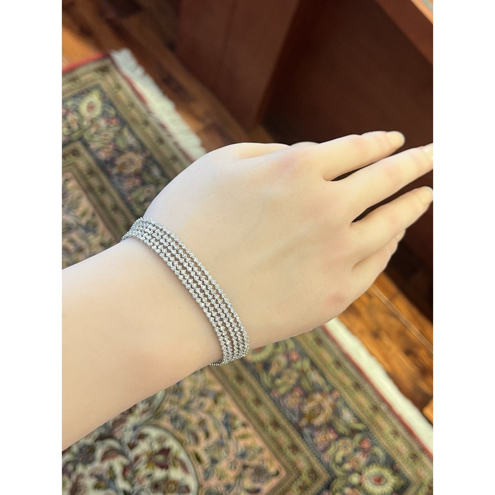 Five Strand Round Diamond Tennis Bracelet 5.00 cttw in Platinum
