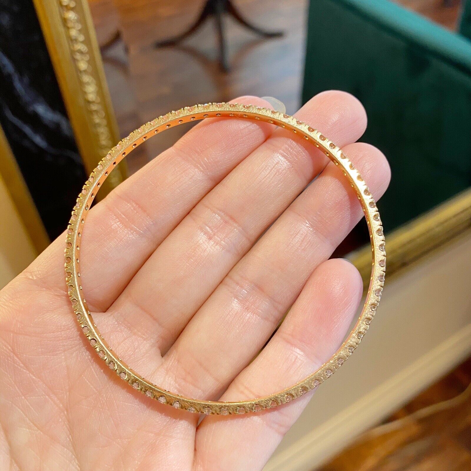 4.60 carat Diamond Eternity Stackable Bangle Bracelet in 18k Rose Gold