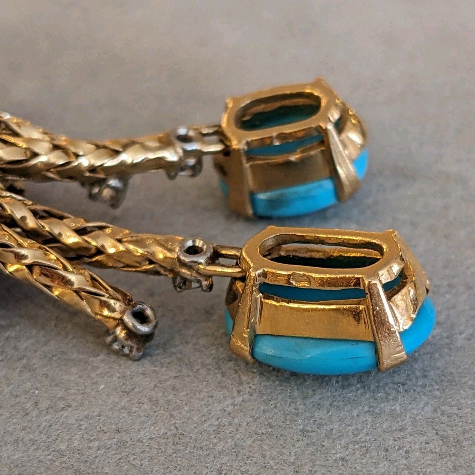 FRENCH Turquoise, Ruby, Diamond Necklace in 18k Yellow Gold / Platinum
