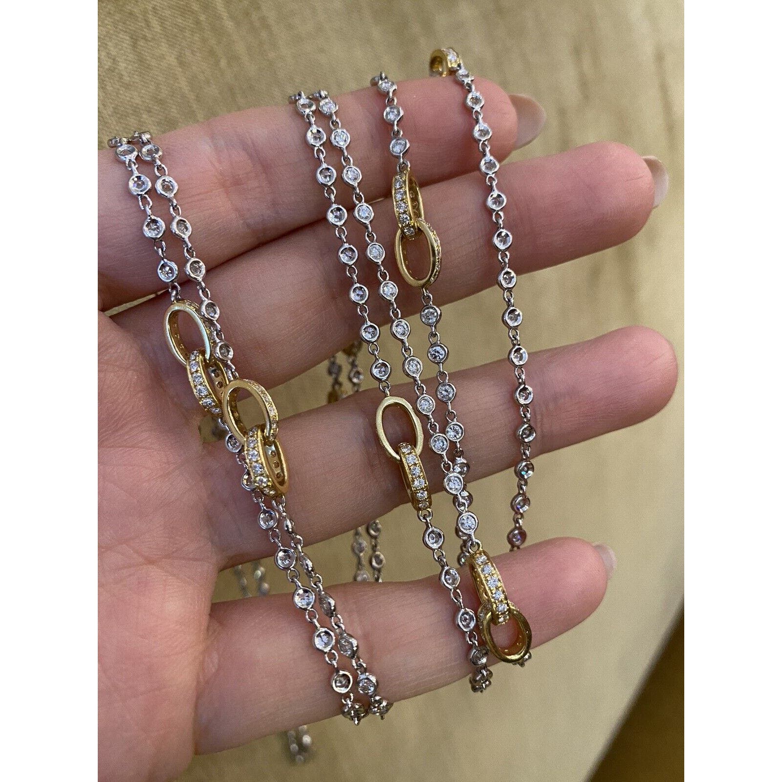 49" Diamond By the Yard Necklace with 8.00 ct TW 18k White/Yellow Gold-HM2203V5