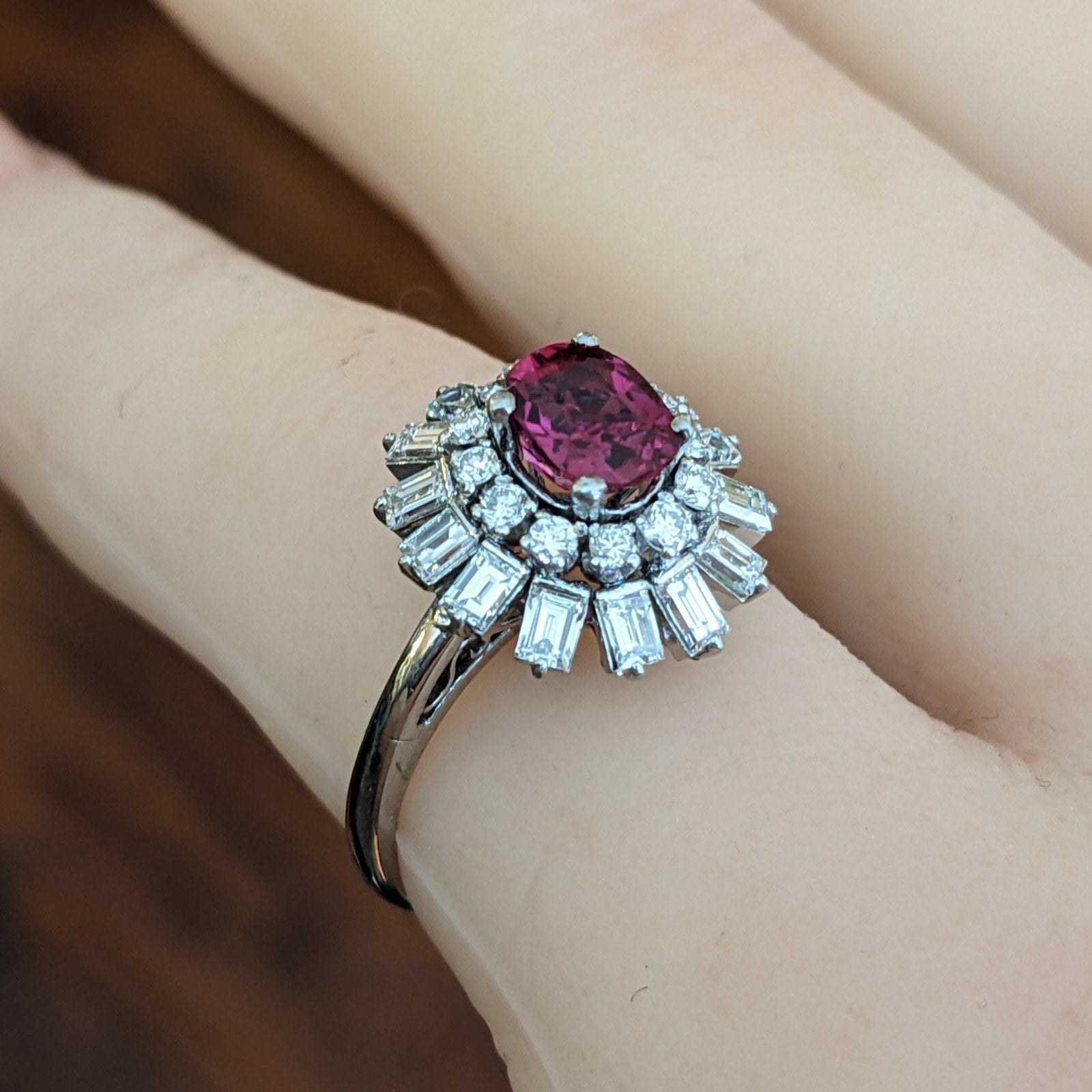 Certified Natural Unheated Ruby and Diamond Ring in Platinum