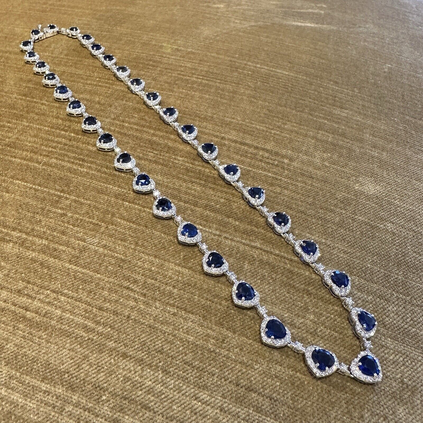 GIA Certified Sapphire and Diamond Necklace in White Gold