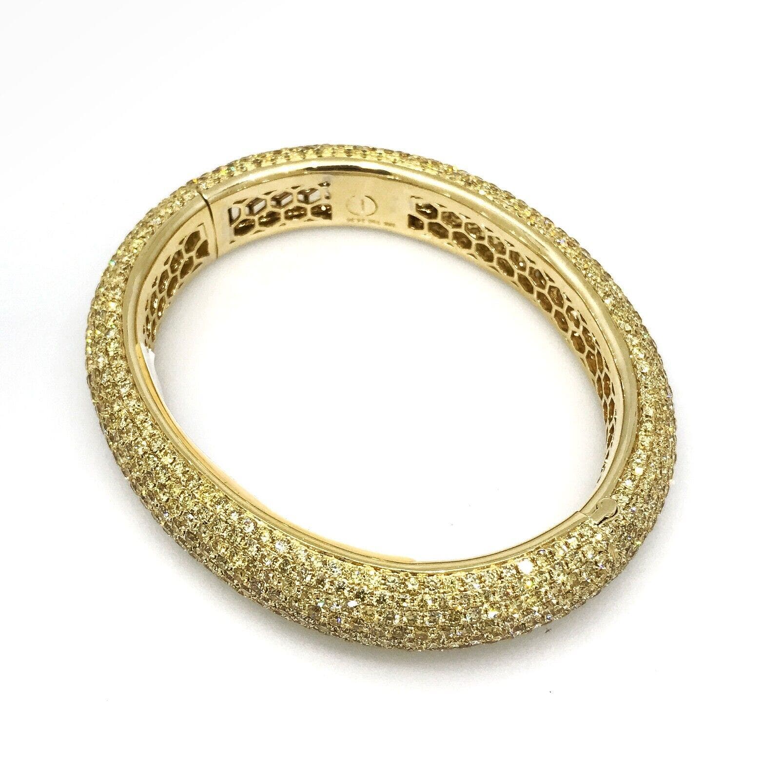 Wide Yellow Diamond Pave Eternity Bracelet 24.36 cttw in 18k Yellow Gold-HM1850A