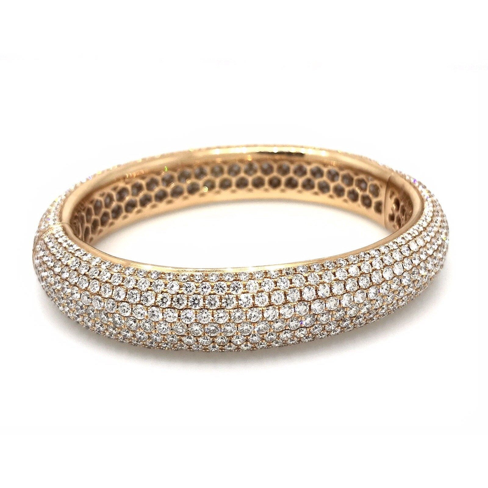 24.25 carat Diamond Pave Bangle Bracelet in 18k Rose Gold