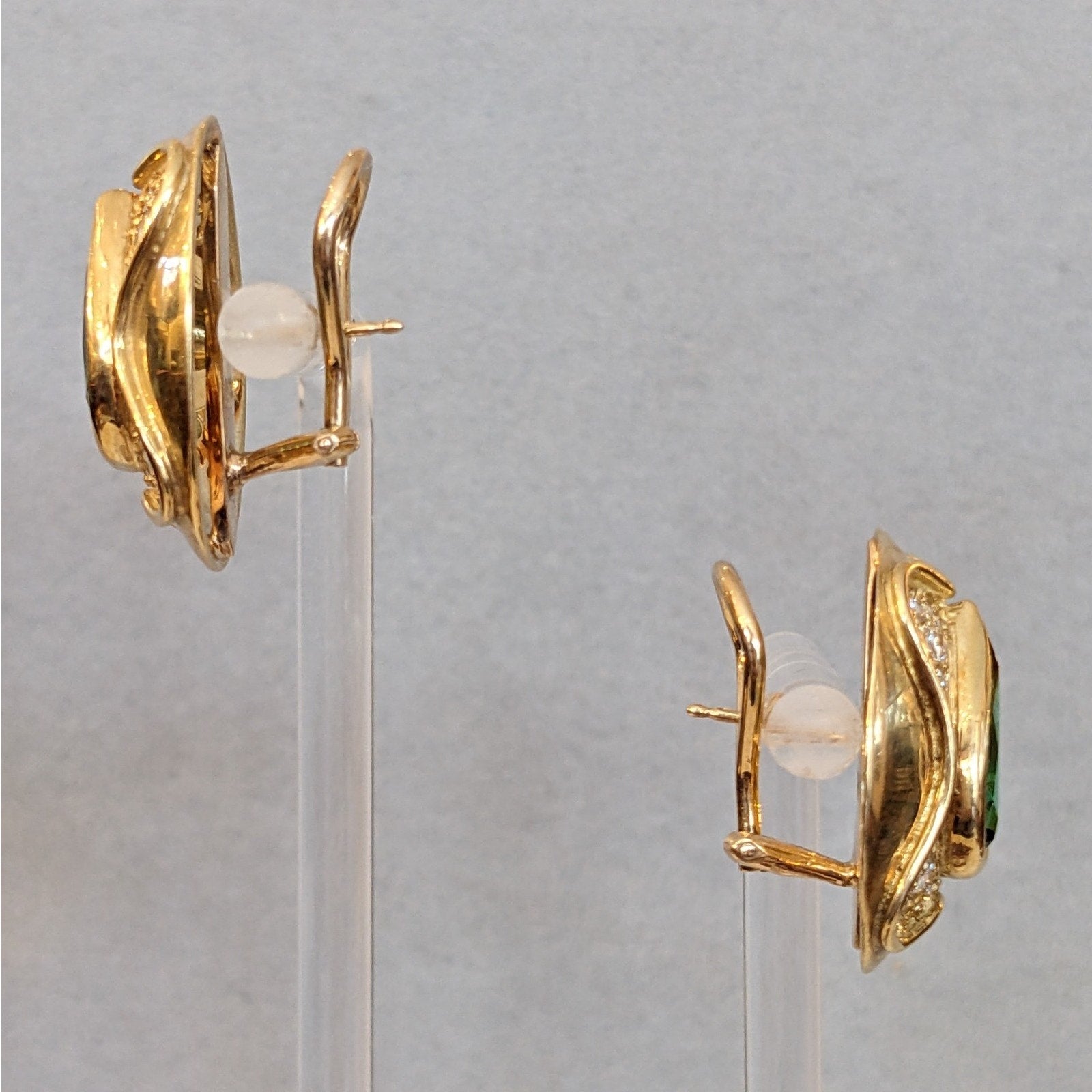 Green Tourmaline and Diamond Earrings in 18k & 14k Yellow Gold