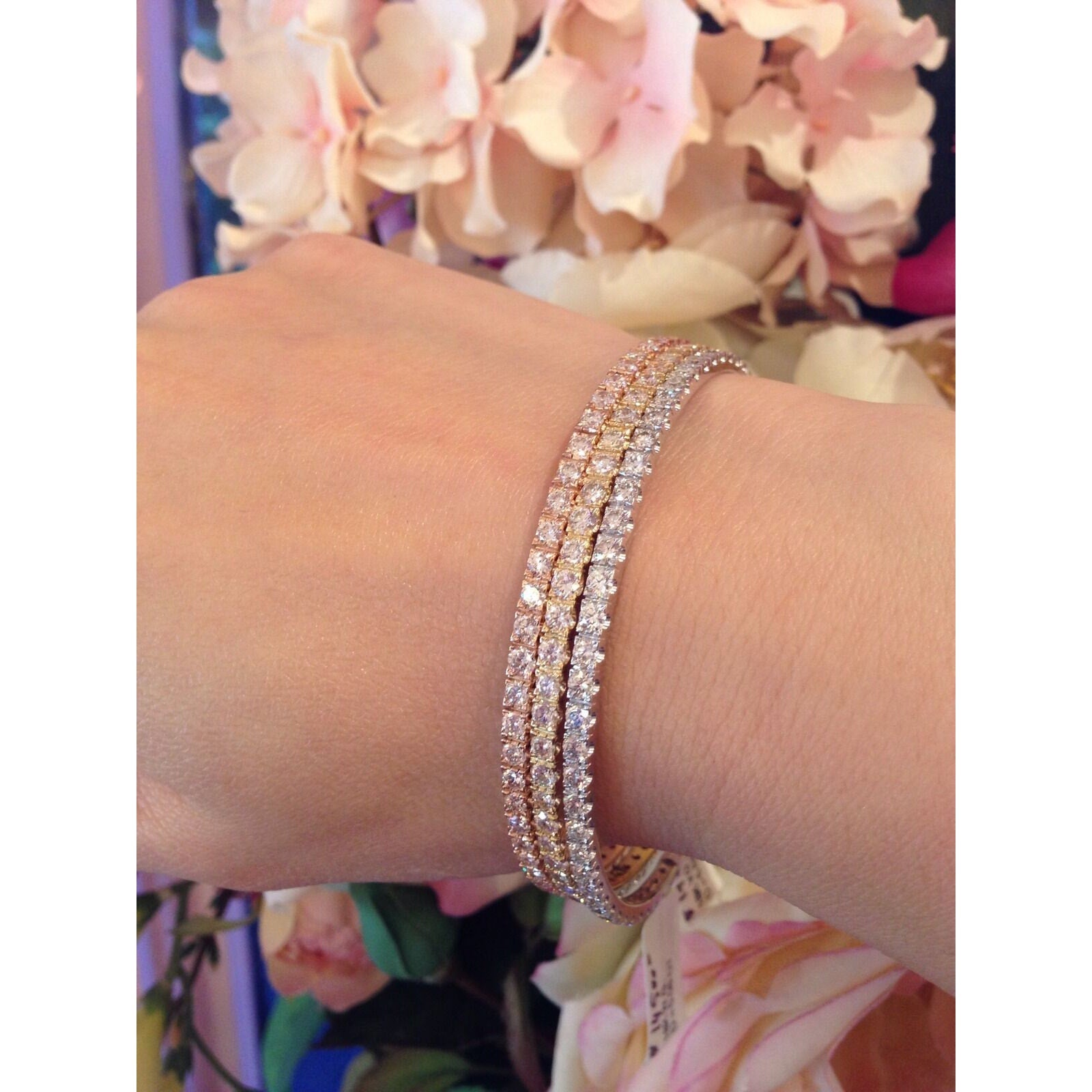 Diamond Eternity Stackable Bangle Bracelet 4.16cttw in 18k White Gold