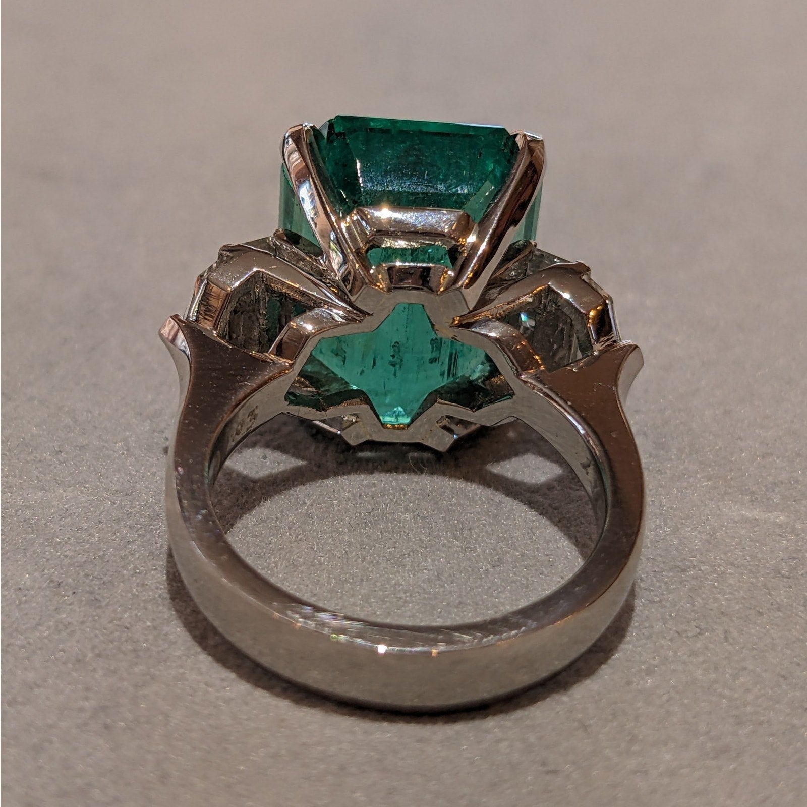 GIA 12.49 ct Colombian Emerald and Diamond Ring in Platinum