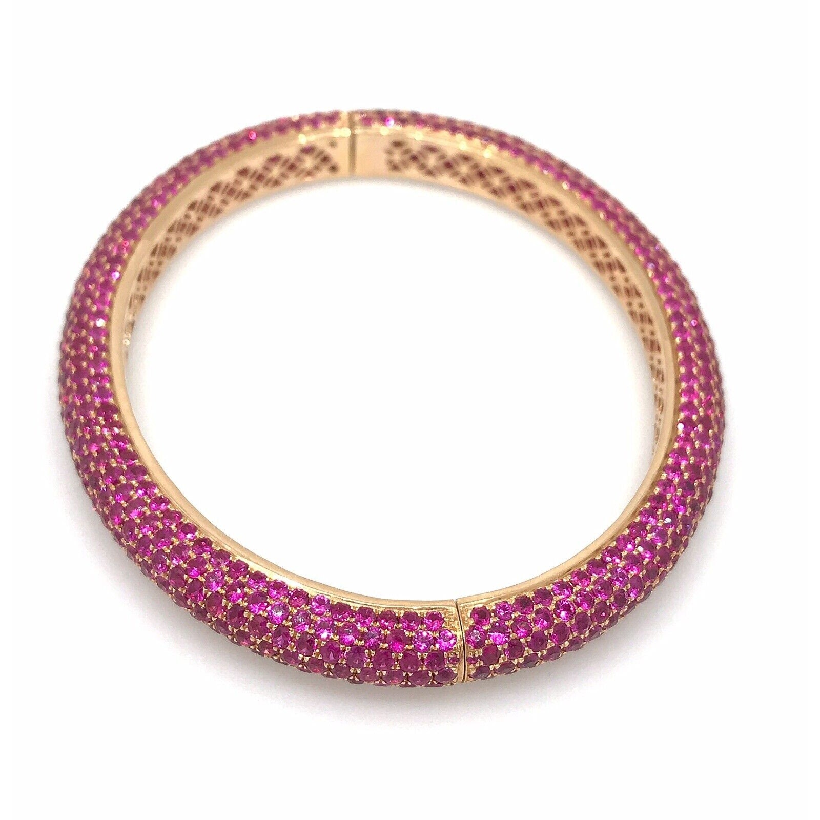 19.22 carats Ruby Pave Bangle Bracelet in 18k Rose Gold