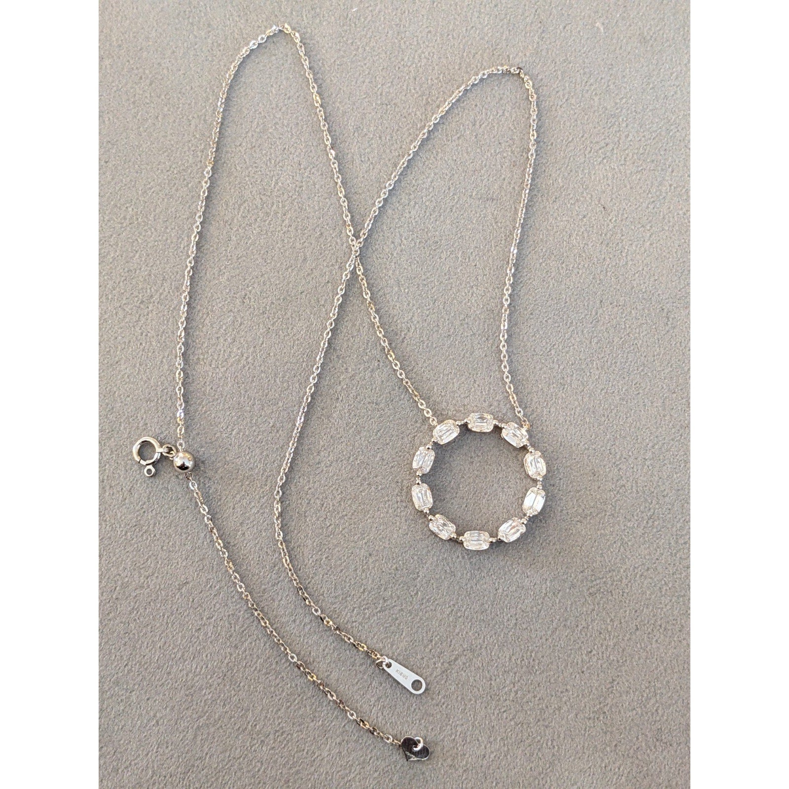 Fancy cut Diamond Circle Pendant Necklace 2.05 cttw in 18k White Gold