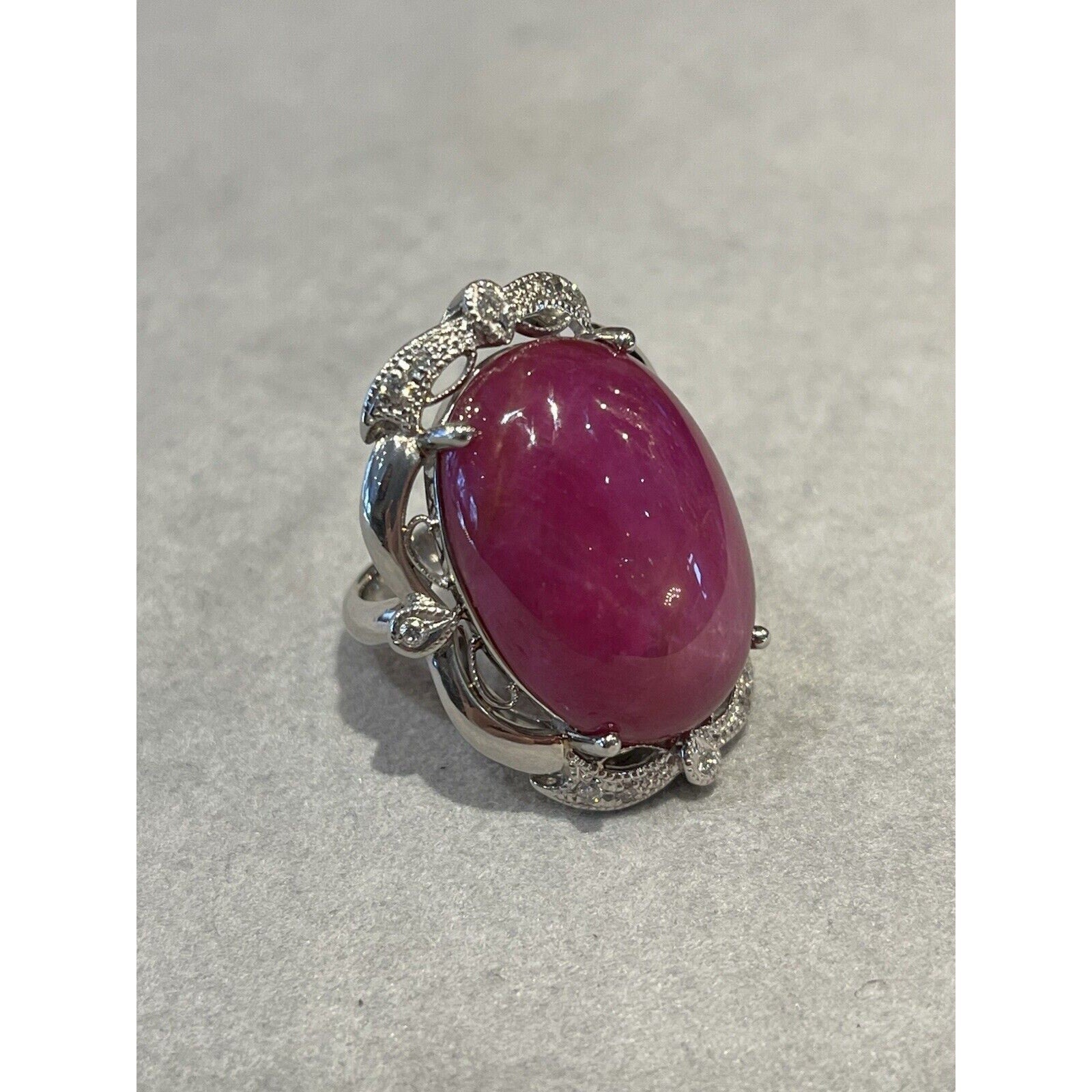 AIGS Certified Star Ruby 38.34 ct No Heat Burma Ring in Platinum