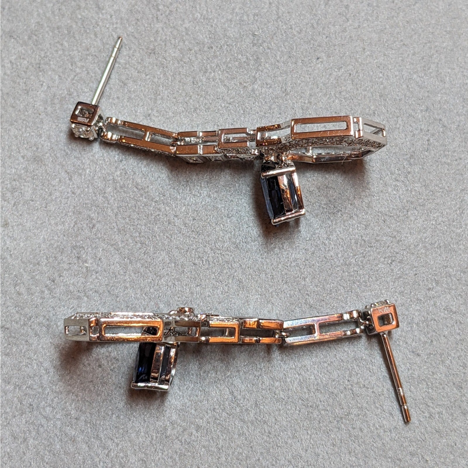 Sapphire and Diamond Dangle Earrings in Platinum & 14k White Gold