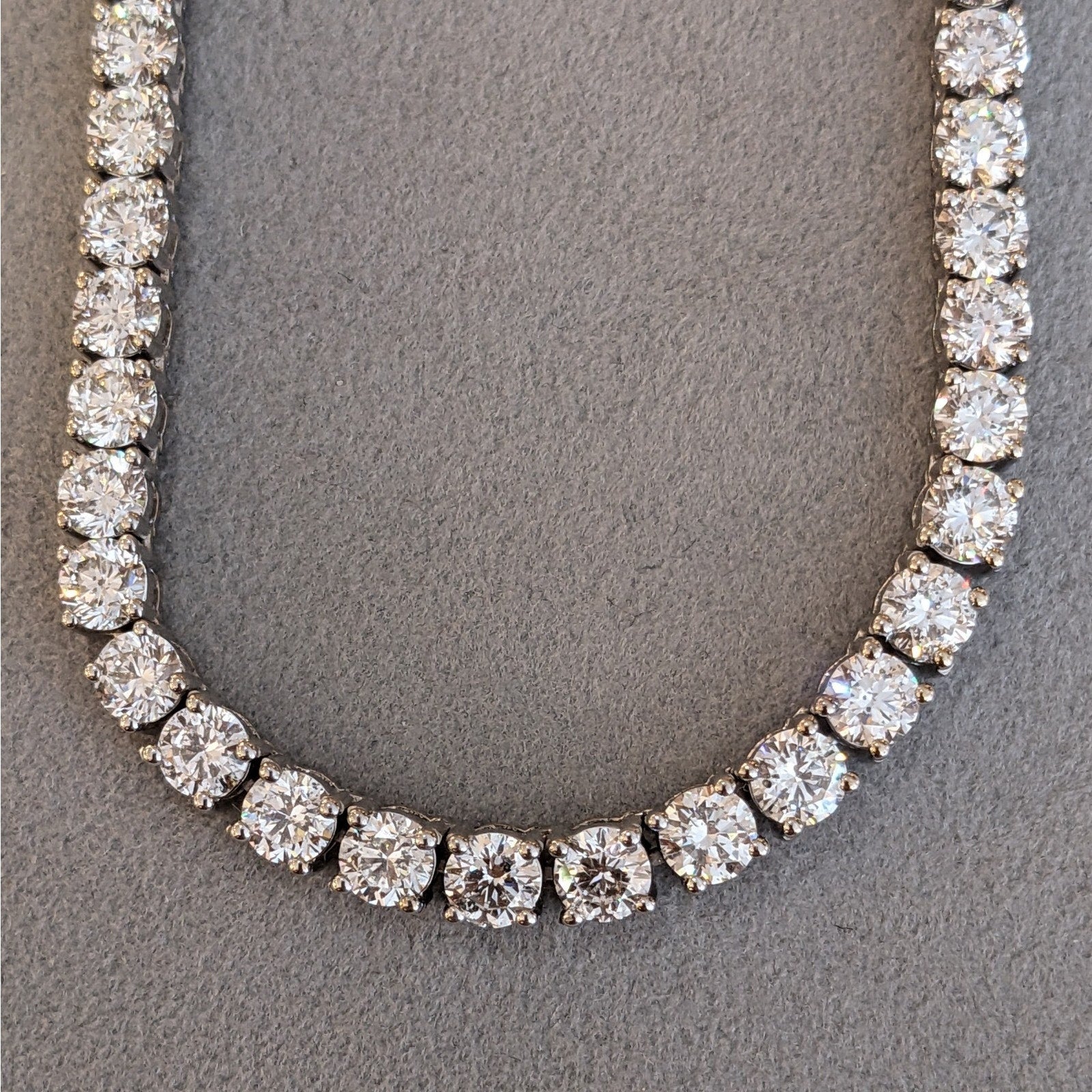 Natural Diamond Tennis Necklace in 18k White Gold 16.75 inches