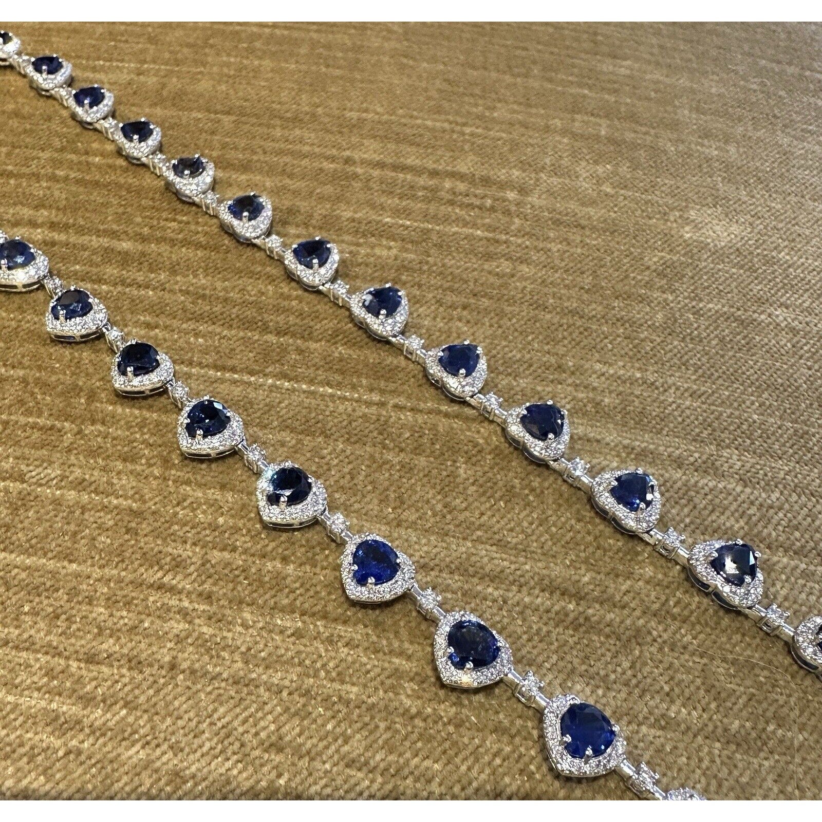 GIA Certified Sapphire and Diamond Necklace in White Gold