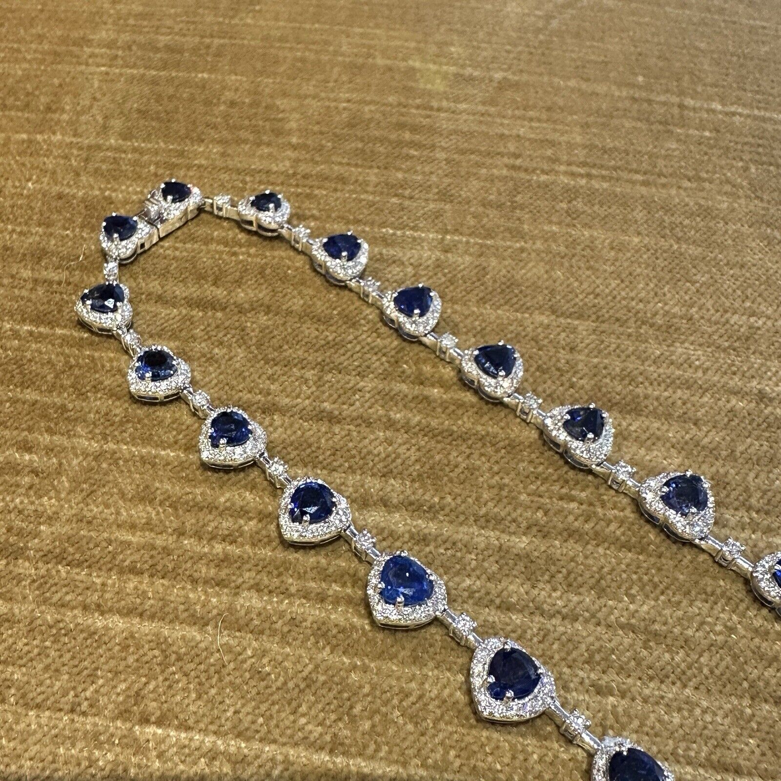 GIA Certified Sapphire and Diamond Necklace in White Gold