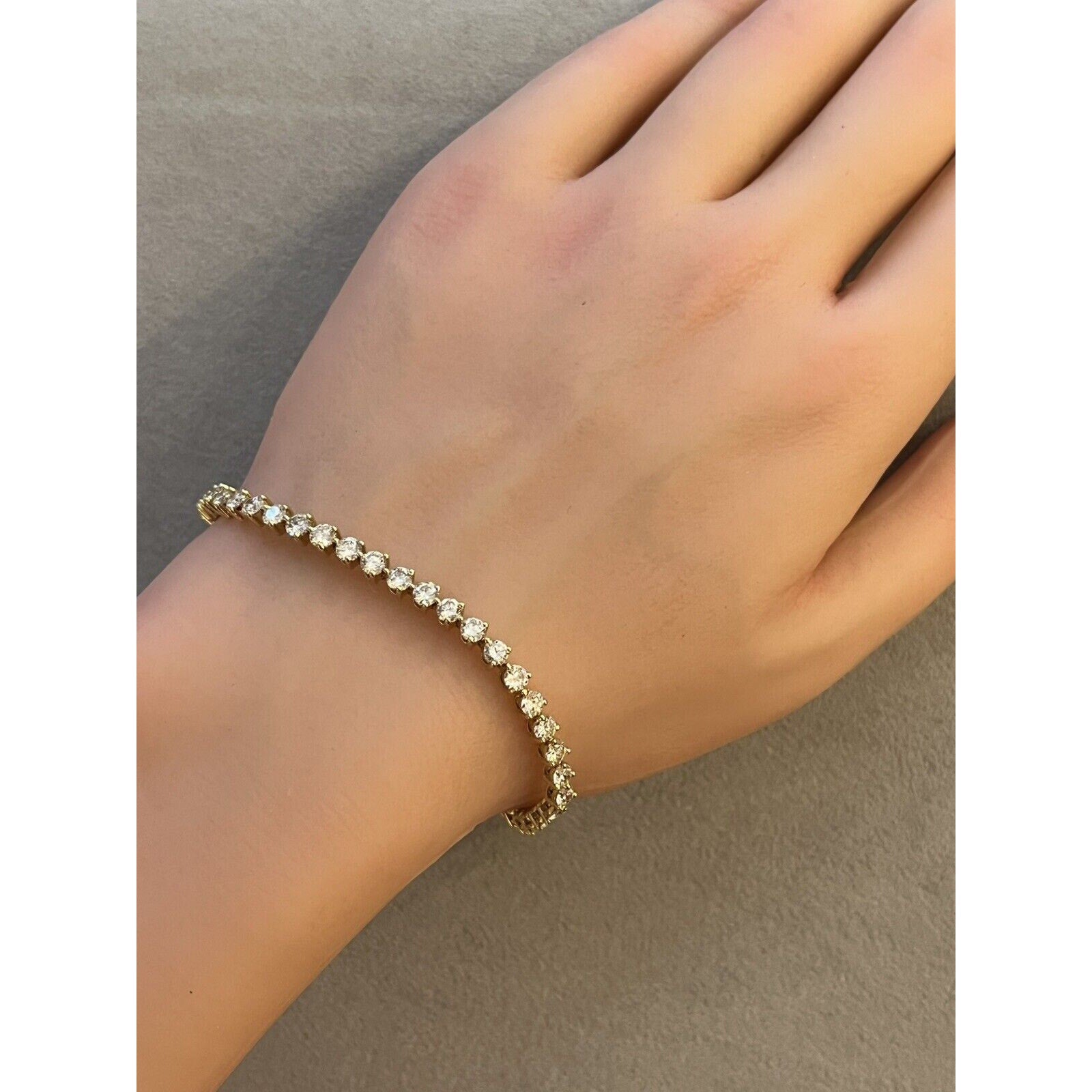 Natural Round Diamond Tennis Bracelet 4.91 cttw in 18k Yellow Gold