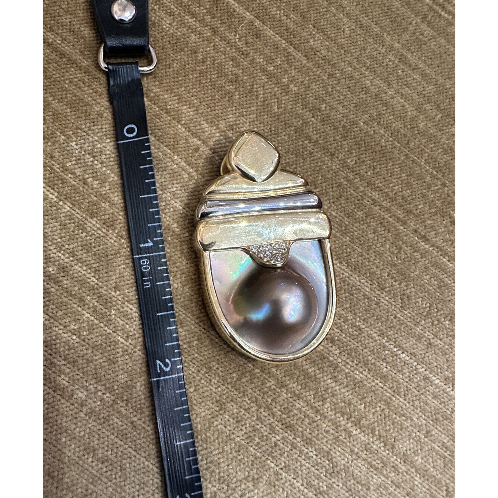 Susan Sadler Large Pearl and Diamond Pendant in 18k White & Yellow Gold