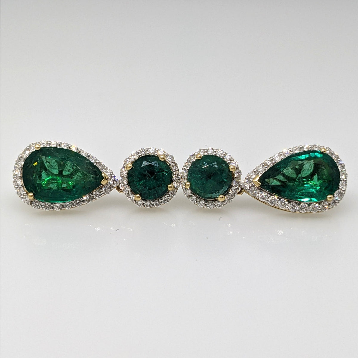 GIA Emerald and Diamond Drop Earrings in 18k White & Yellow Gold