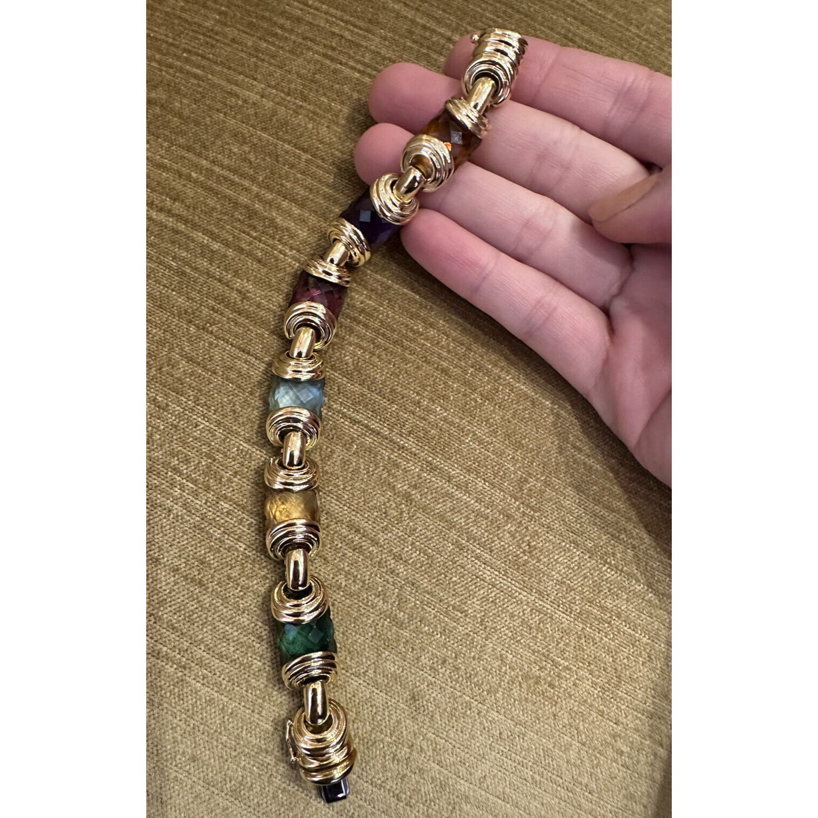 MultiColor Gemstone Statement Bracelet in 18k Yellow Gold - HM2427BS