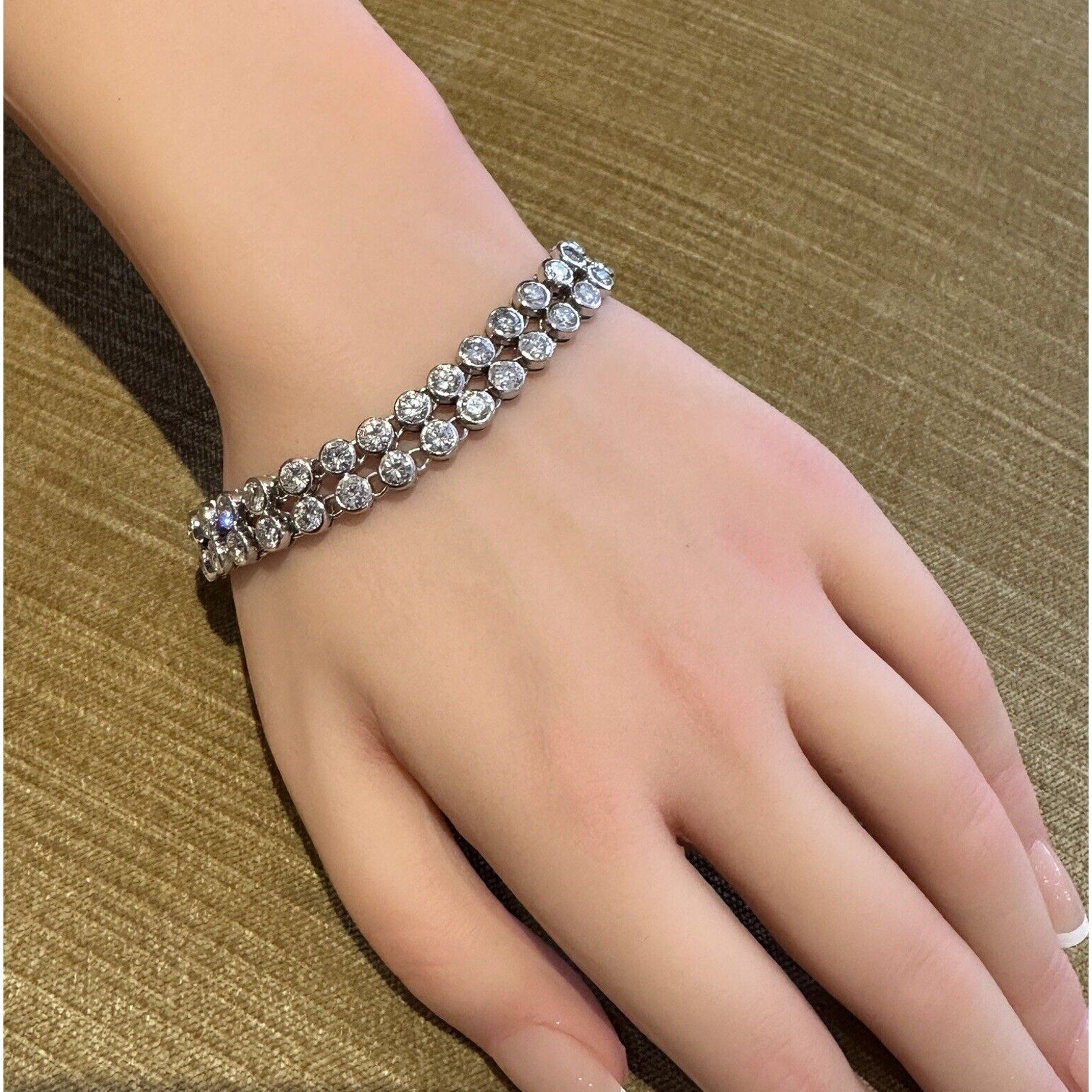 16.17cts Two Row Bezel Set Diamond Bracelet in Platinum