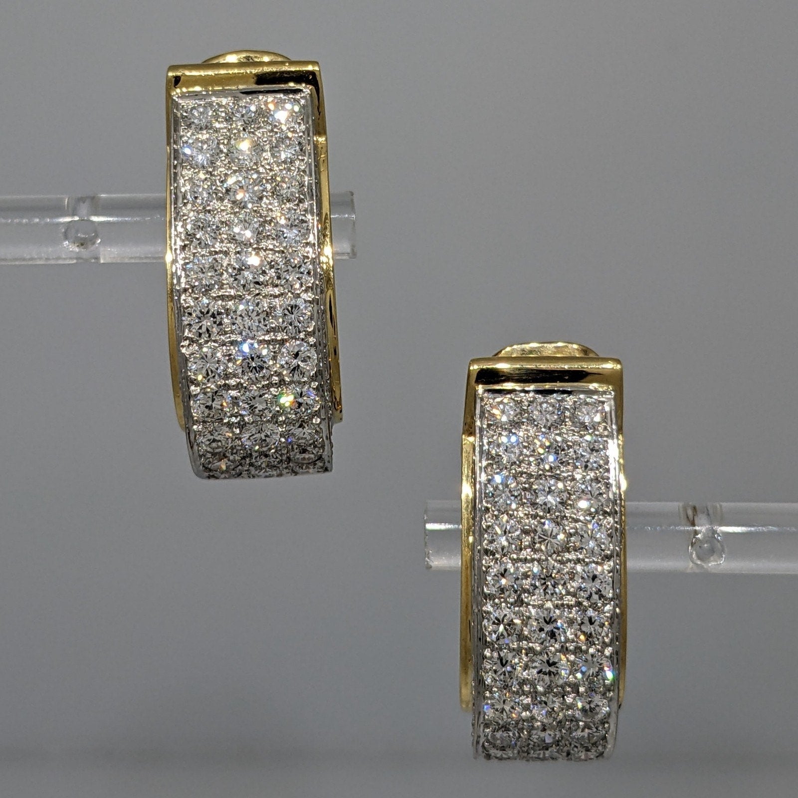 Natural Diamond Wide Pave Hoop Earrings in 18k Yellow/White Gold