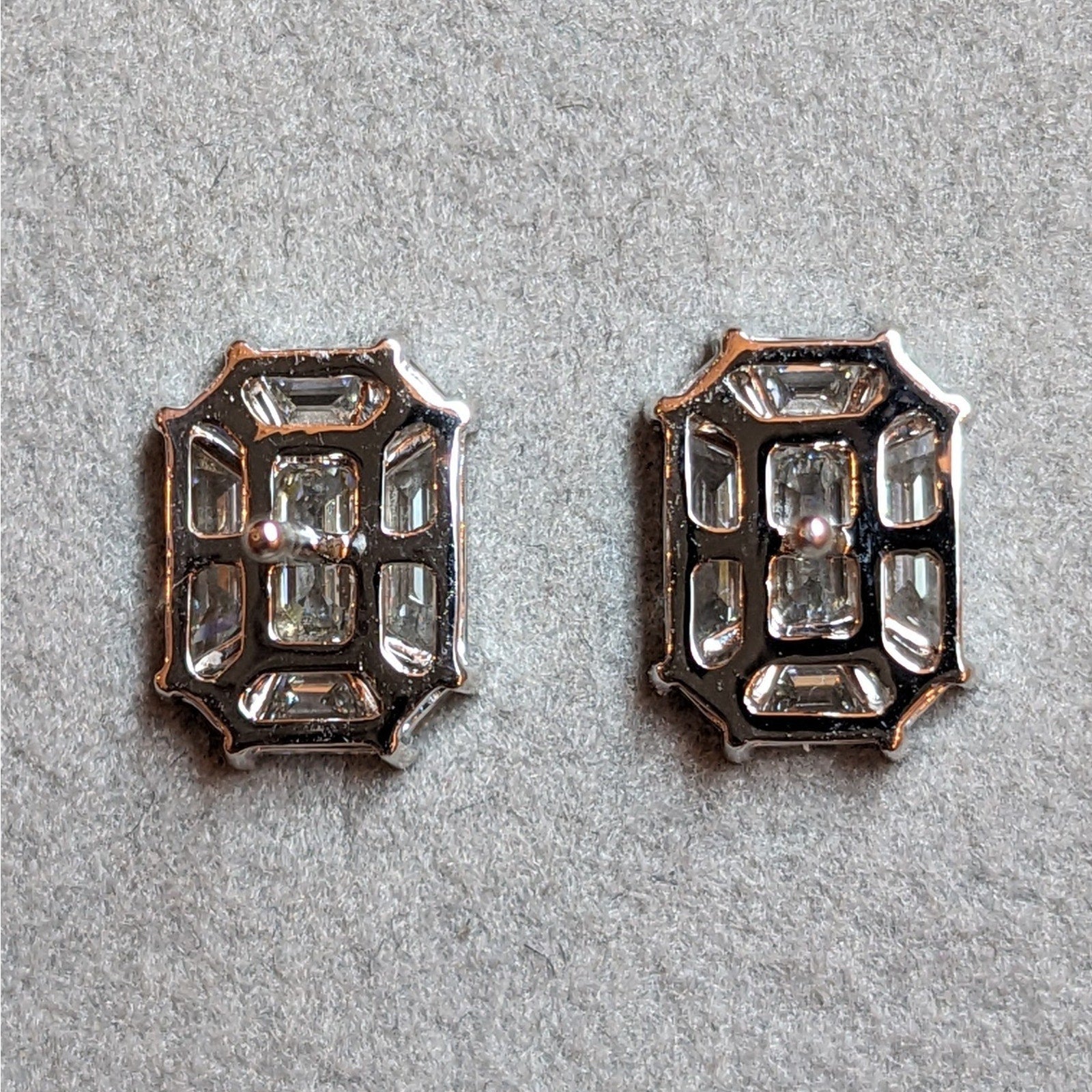 Illusion set Natural Diamond Stud Earrings 1.68cttw in 18k White Gold