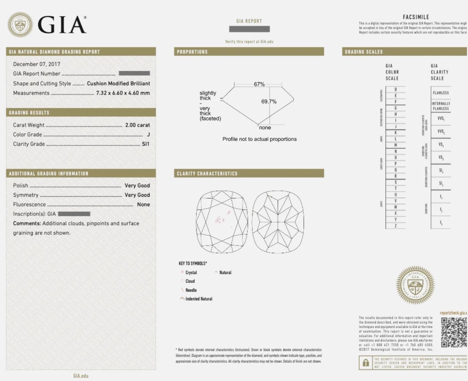GIA Bezel Set Natural Cushion Diamond Ring in 18k Yellow Gold