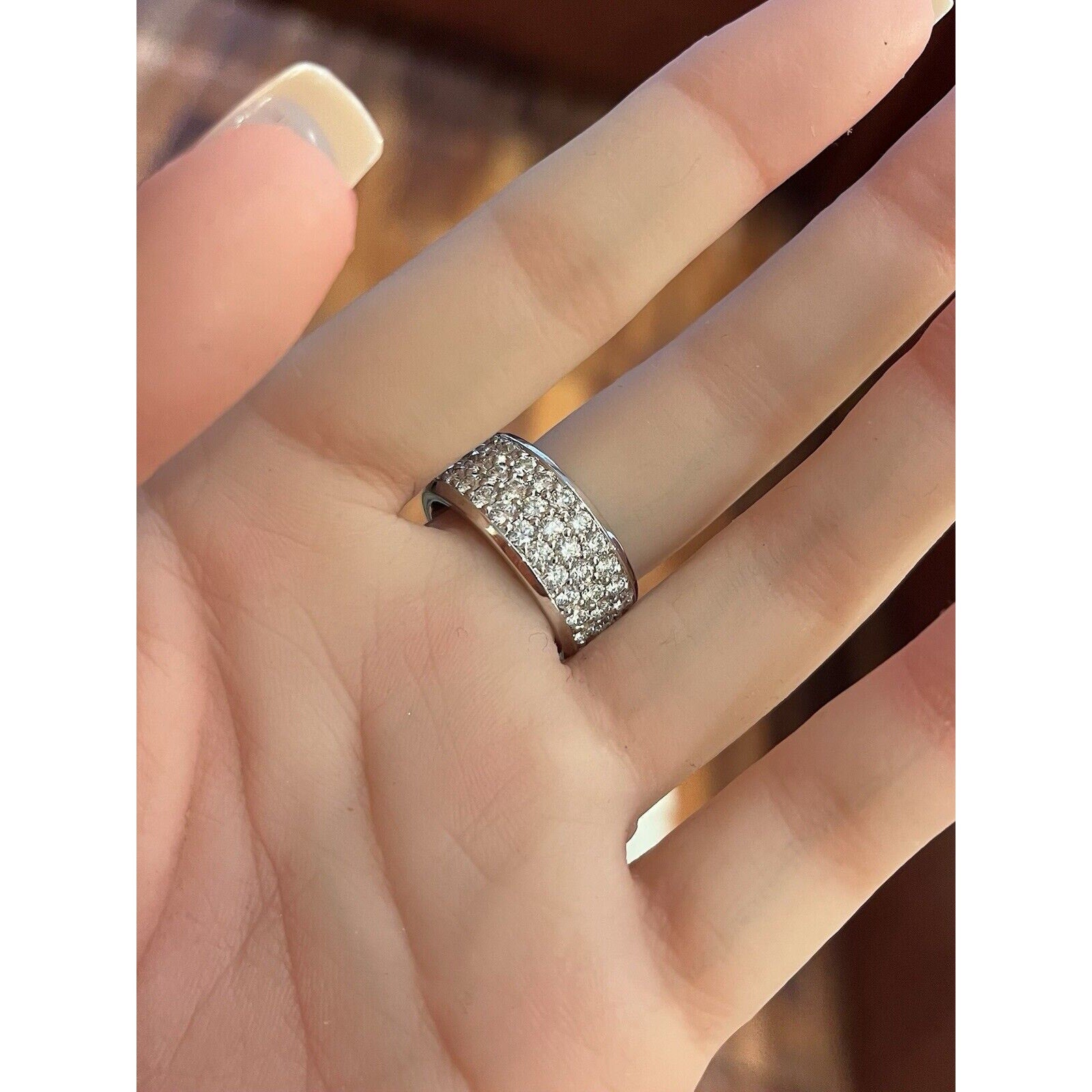 Wide 3 Row Diamond Eternity Band 5.15 cttw in 18k White Gold