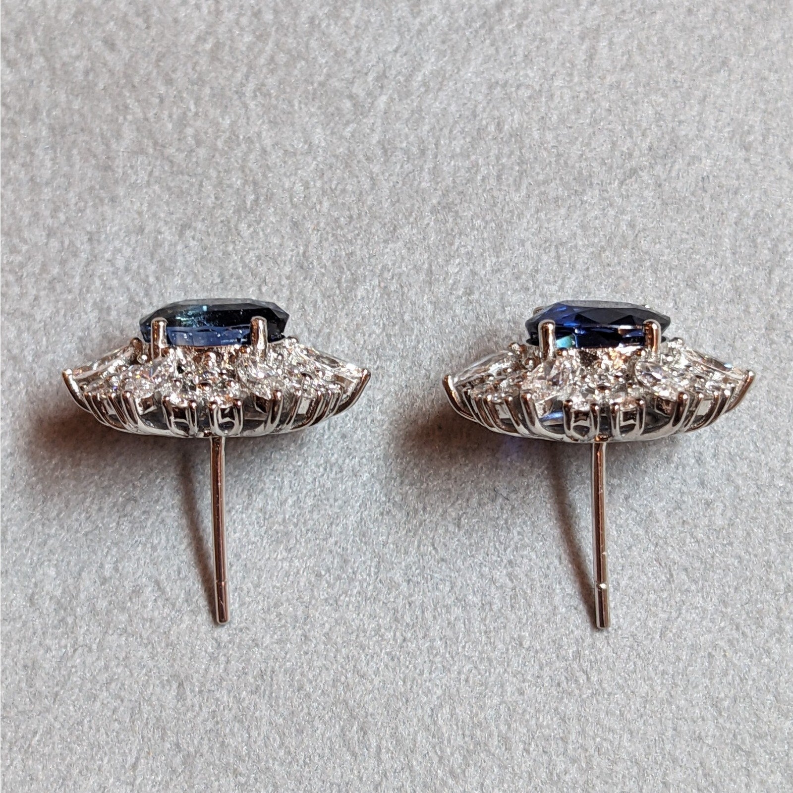 Sapphire and Diamond Stud Earrings in Platinum & 14k White Gold