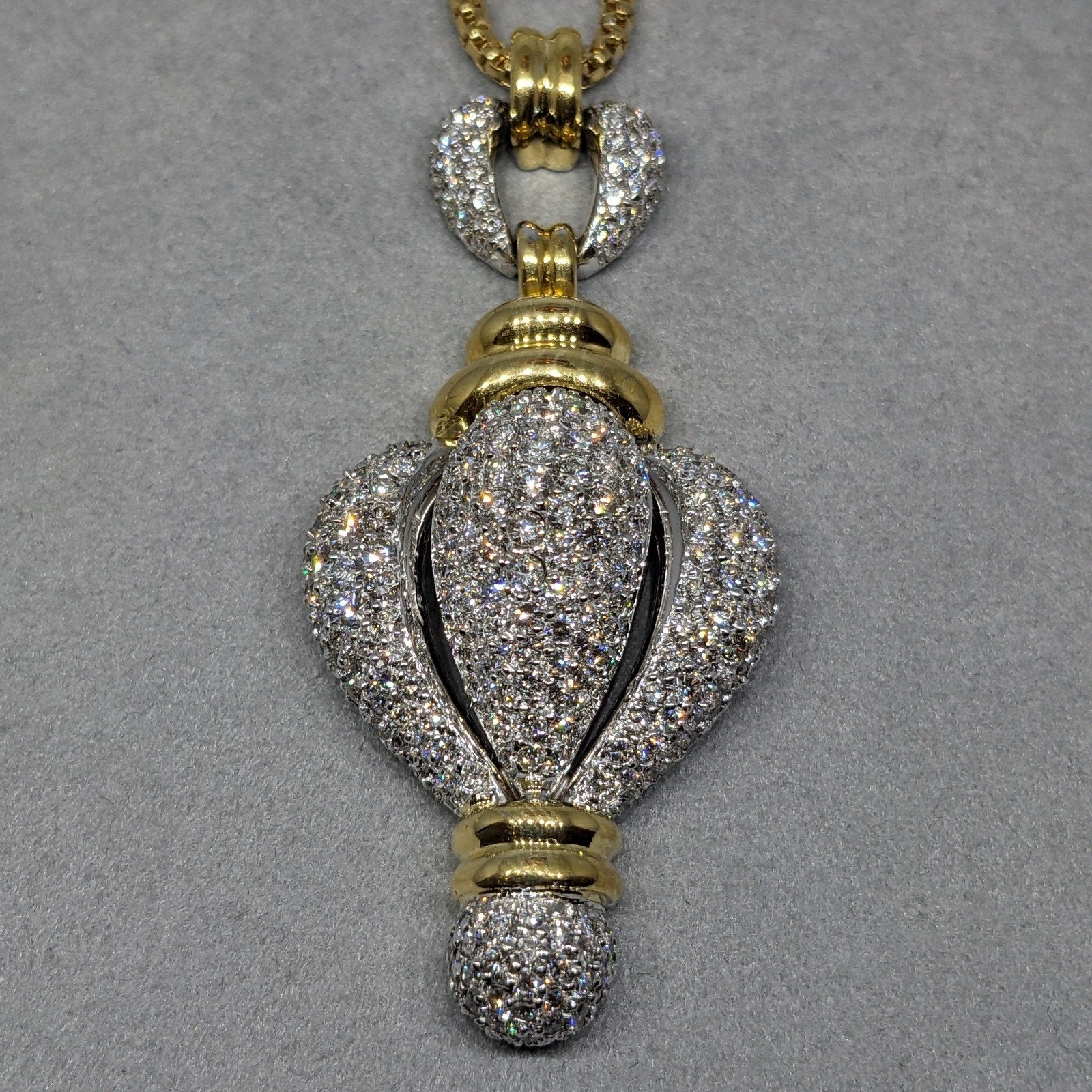 Diamond Pave Pendant Necklace in 18k Yellow & White Gold