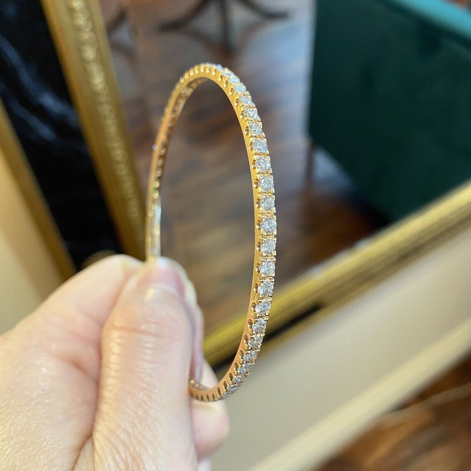 4.60 carat Diamond Eternity Stackable Bangle Bracelet in 18k Rose Gold