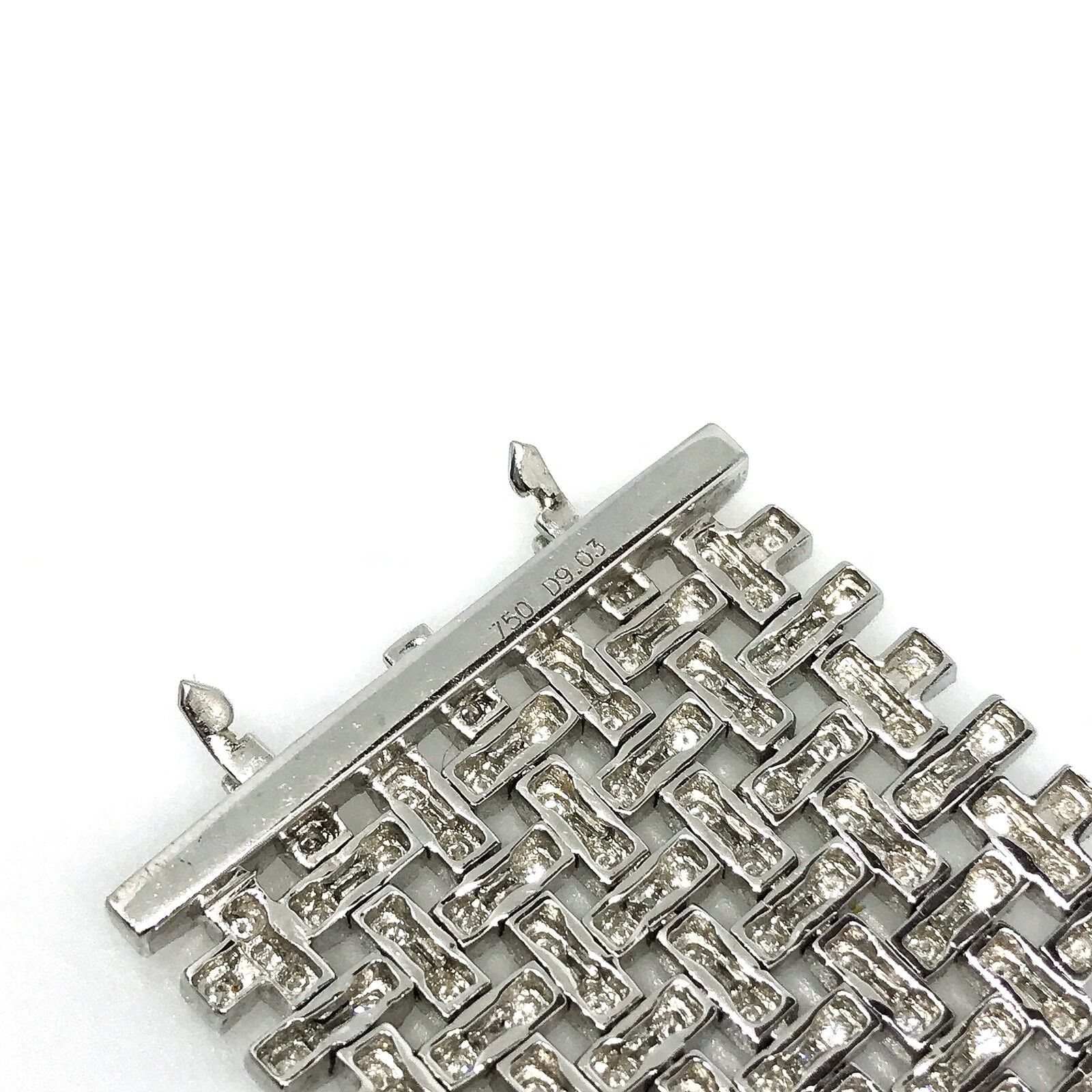 9.03 carats Wide Basket Weave Diamond Bracelet in 18K White Gold