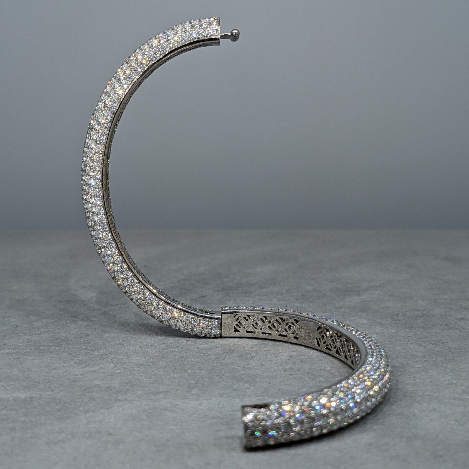 Natural Diamond Pave Bangle Bracelet 16.23 cttw in 18k White Gold