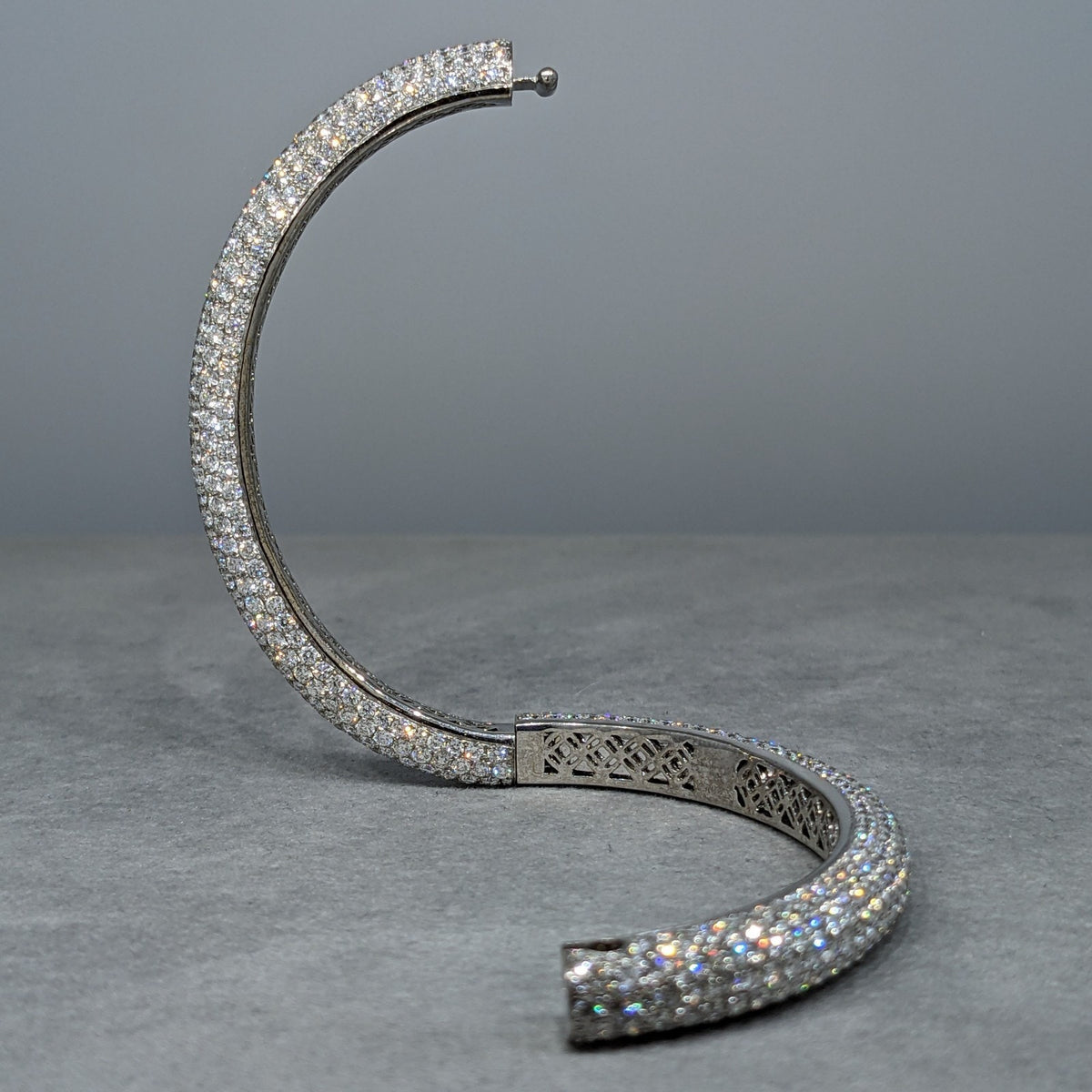 Natural Diamond Pave Bangle Bracelet 16.23 cttw in 18k White Gold