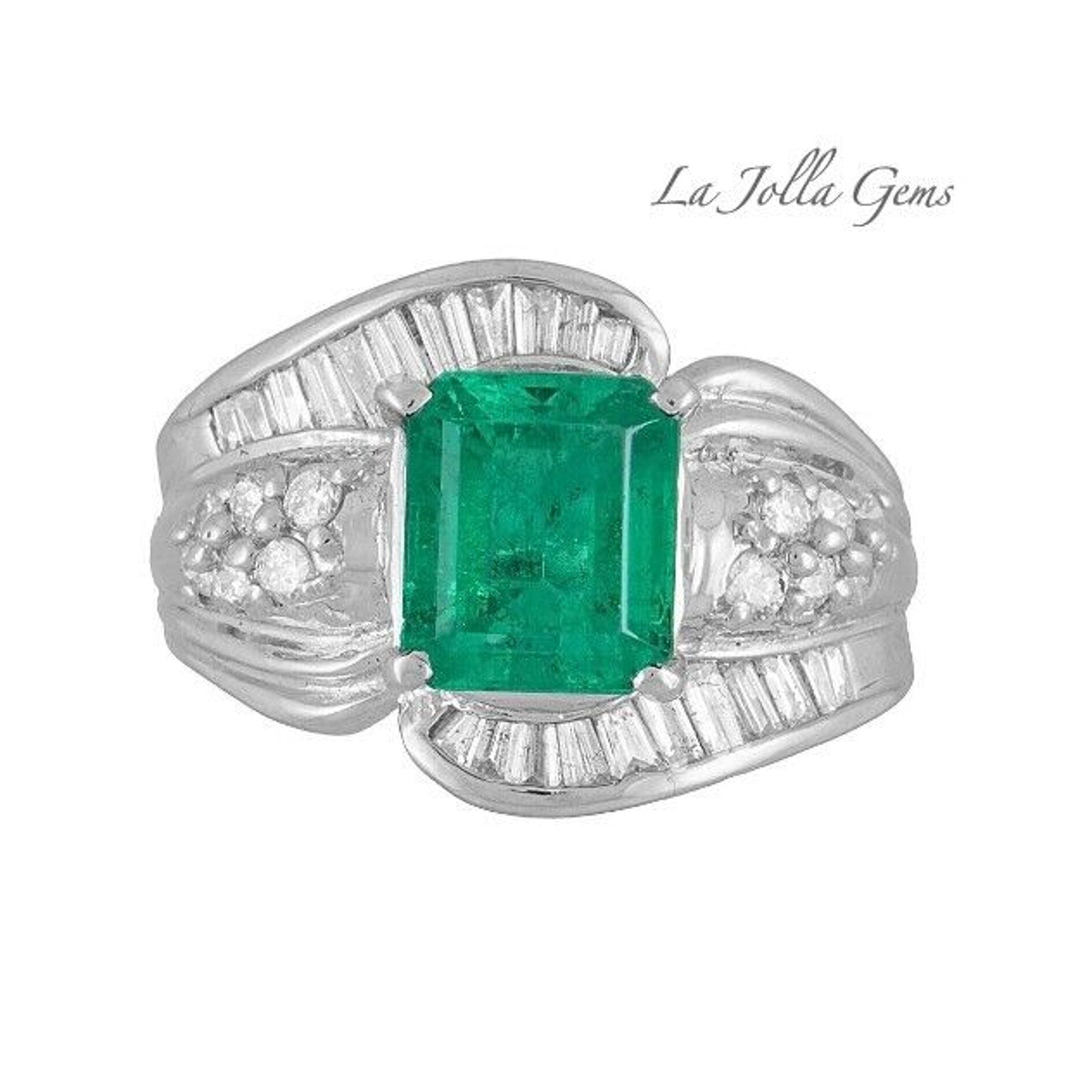 GIA Certified 2.52 ct Colombian Emerald and Diamond Ring in Platinum