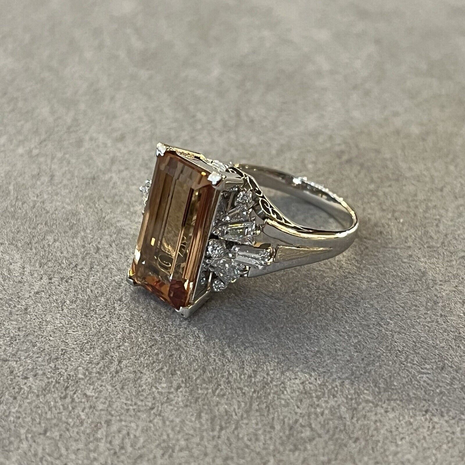 Imperial Topaz 4.98 ct and Diamond Ring in Platinum