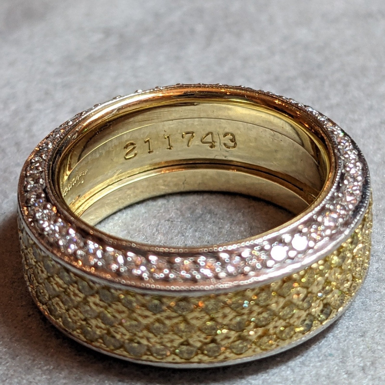 Beaudry Yellow and White Diamond Ring in Platinum & 18k Yellow Gold
