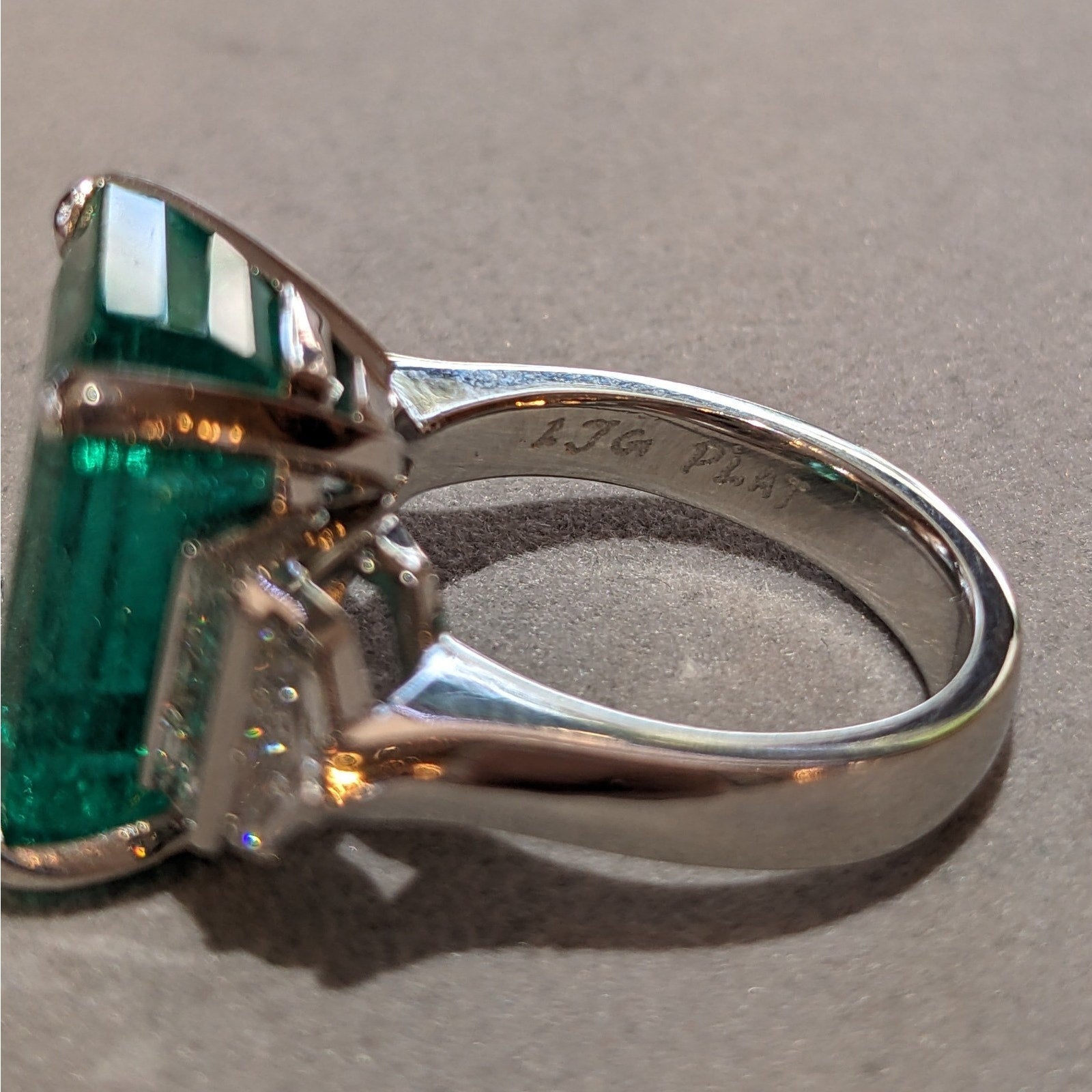 GIA 12.49 ct Colombian Emerald and Diamond Ring in Platinum