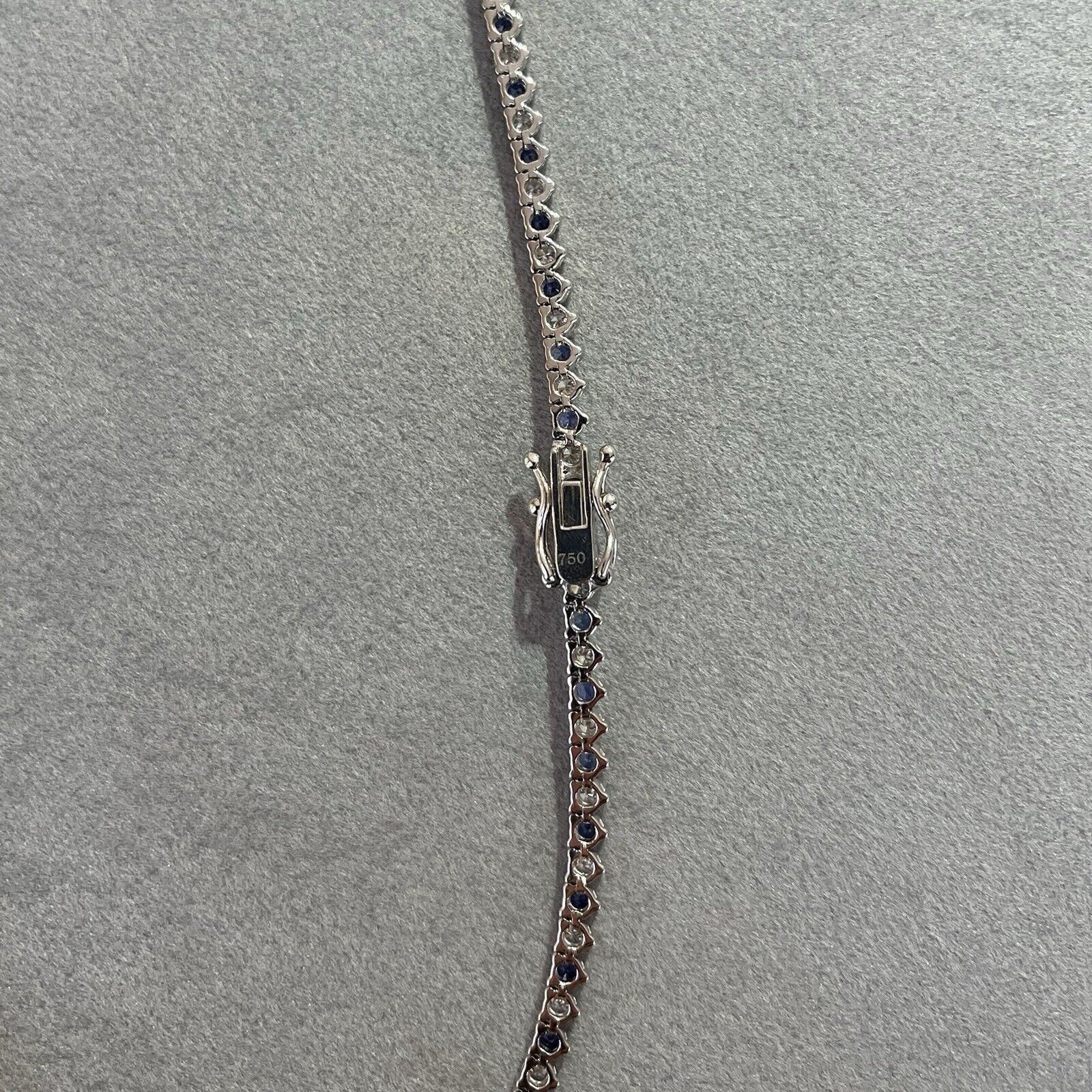 Sapphire & Diamond Riviera Tennis Necklace 17" in 18k White Gold